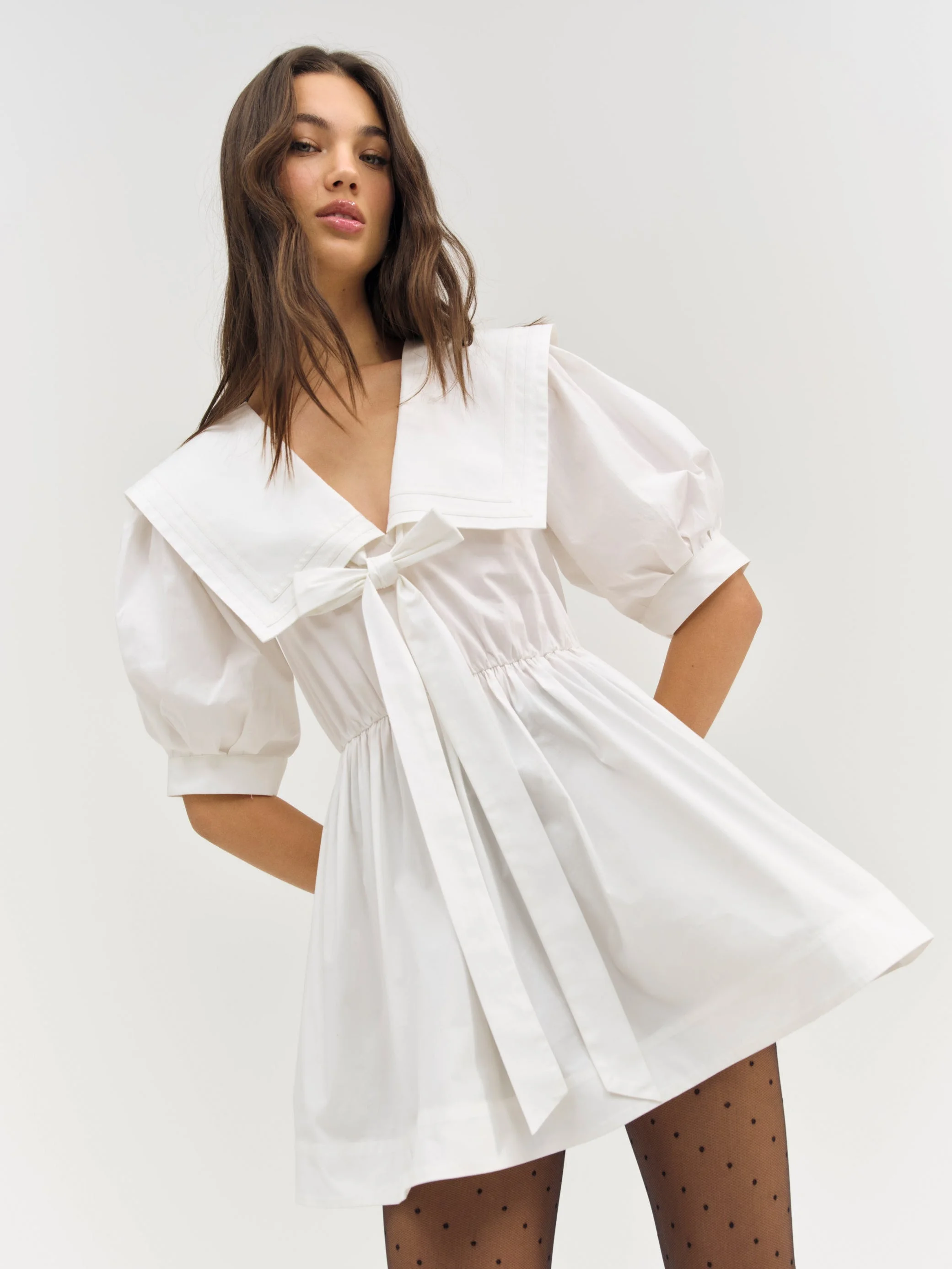 Helena Poplin Puff Sleeve Mini Dress - 1