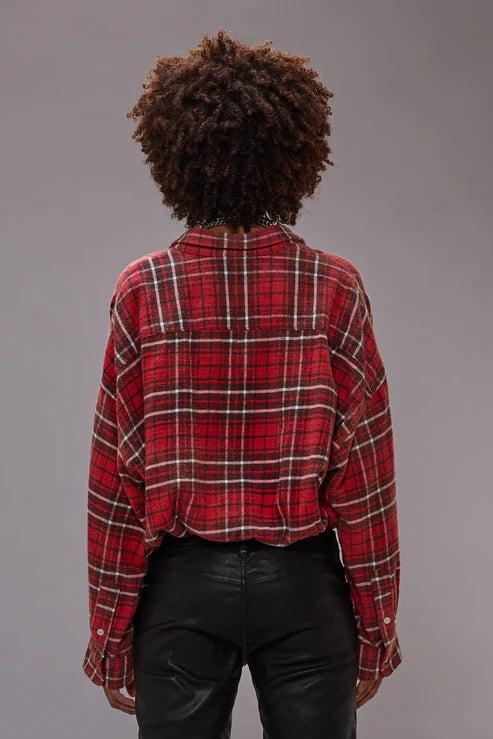 Crossover Bubble Shirt Washed Red Plaid - 4