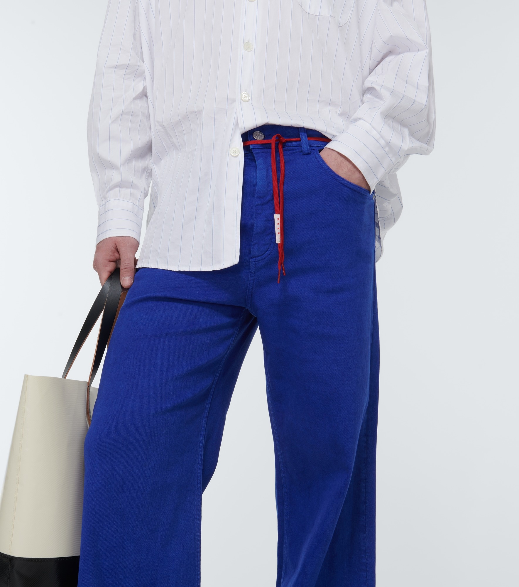 Mid-rise straight cotton-blend pants - 5