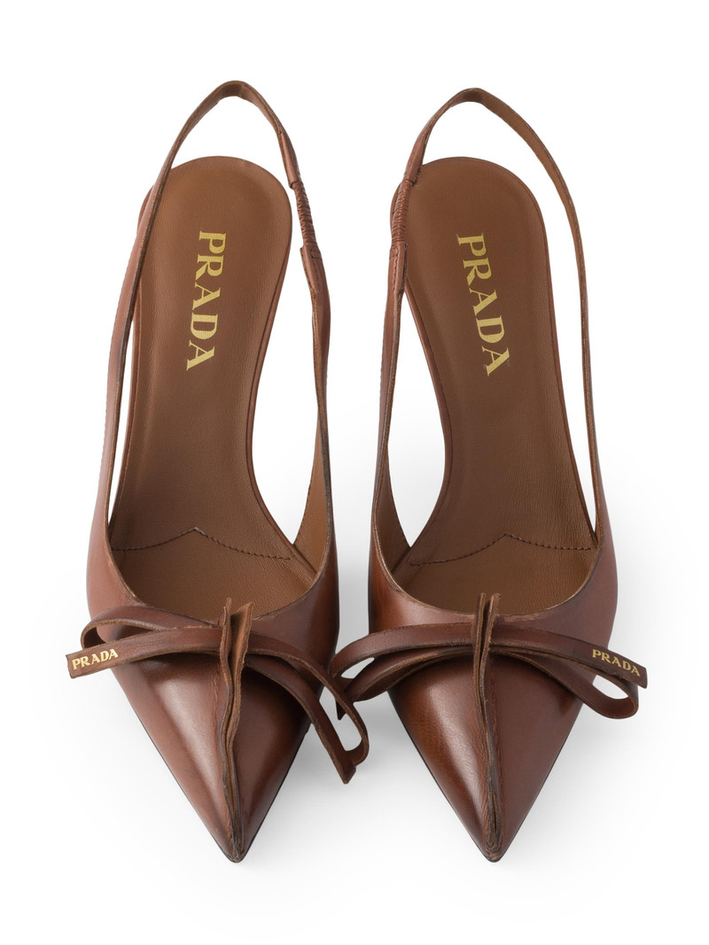 Women's Leather Slingback Pumps - Brown 4