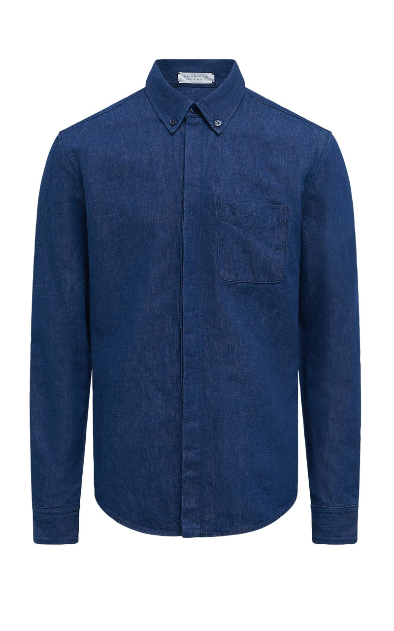 Cholul Shirt in Recycled Cotton Linen Denim 1