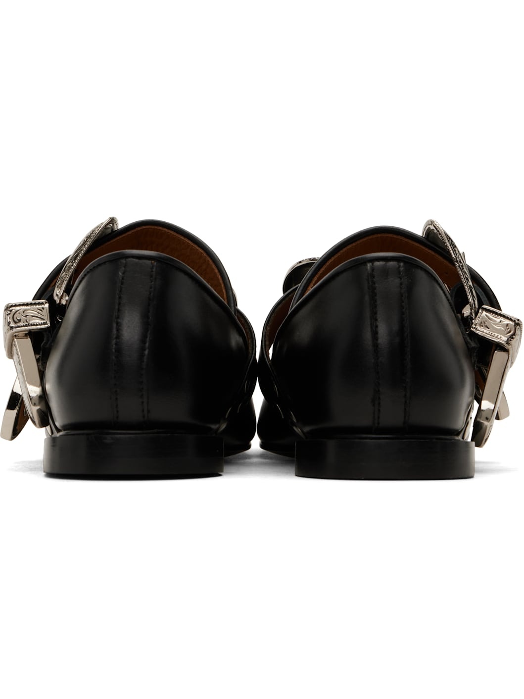 SSENSE Exclusive Black Metal Leather Ballerina Flats - 2