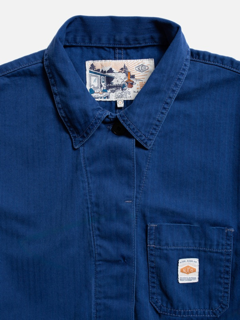 Ella Herringbone Boilersuit Blue 9