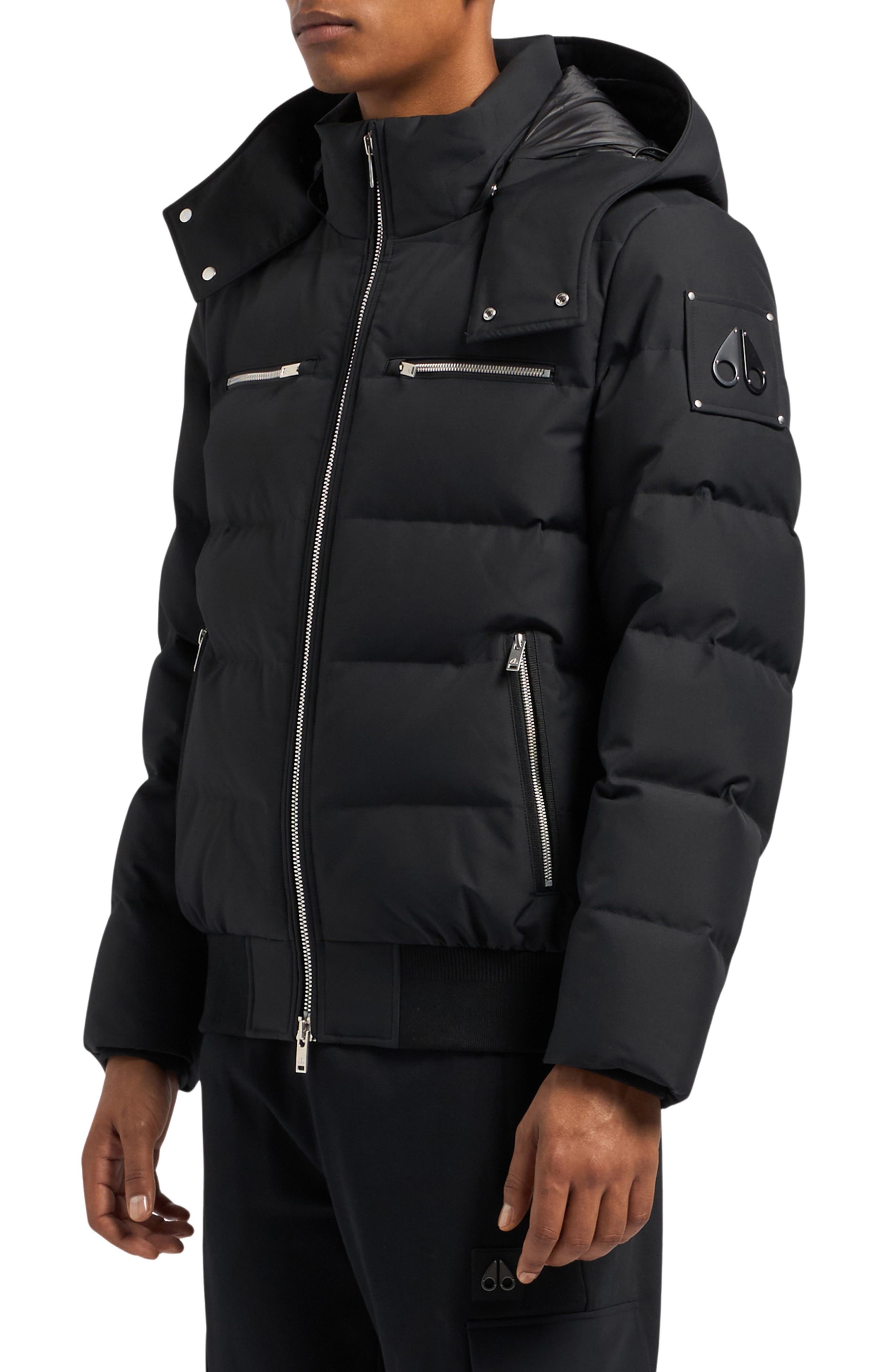 Moose Knuckles Cloud Down Puffer Bomber Jacket with Removable Hood in Black at Nordstrom - 3