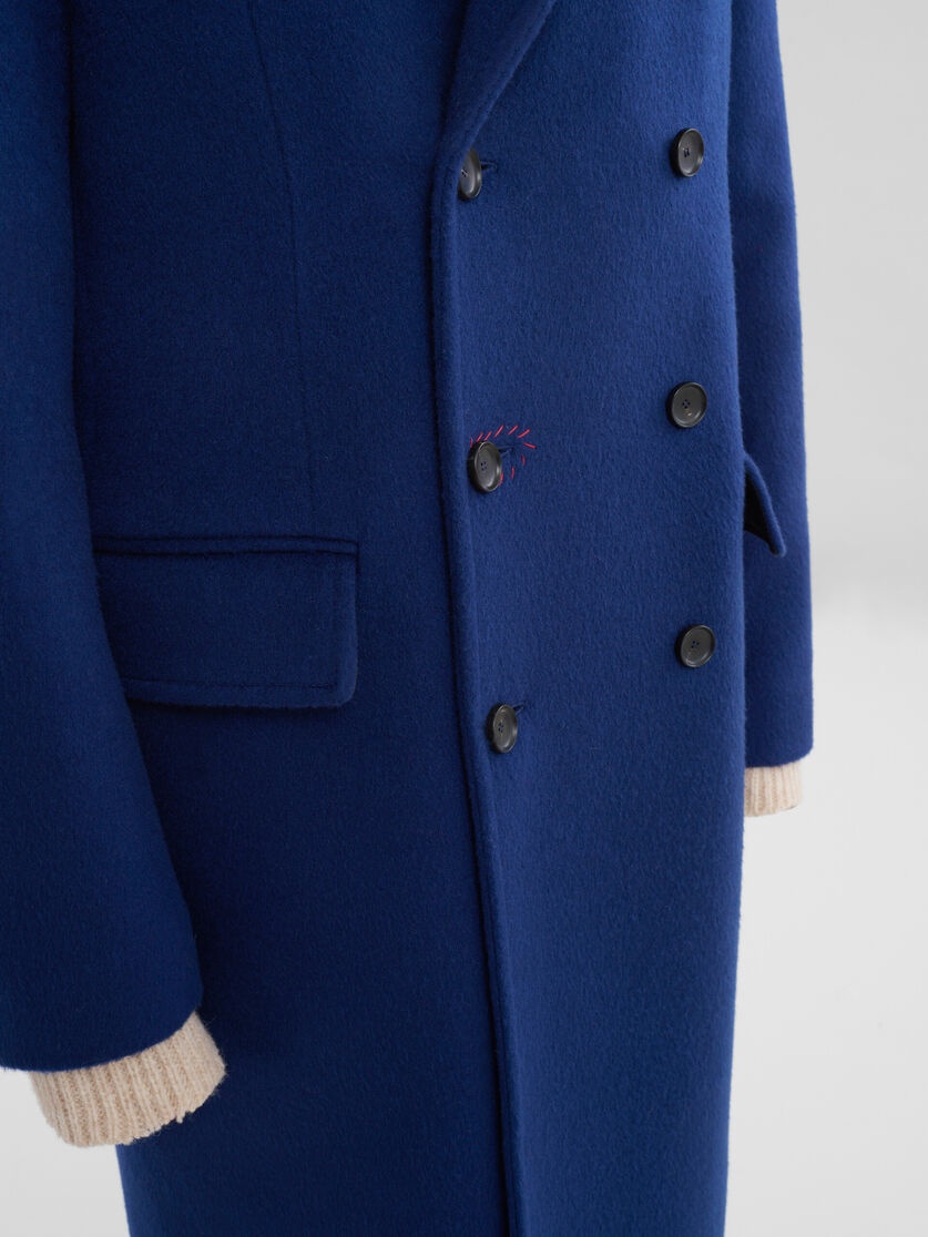 BLUE FELT DOUBLE-BREASTED COAT WITH MARNI MENDING - 4
