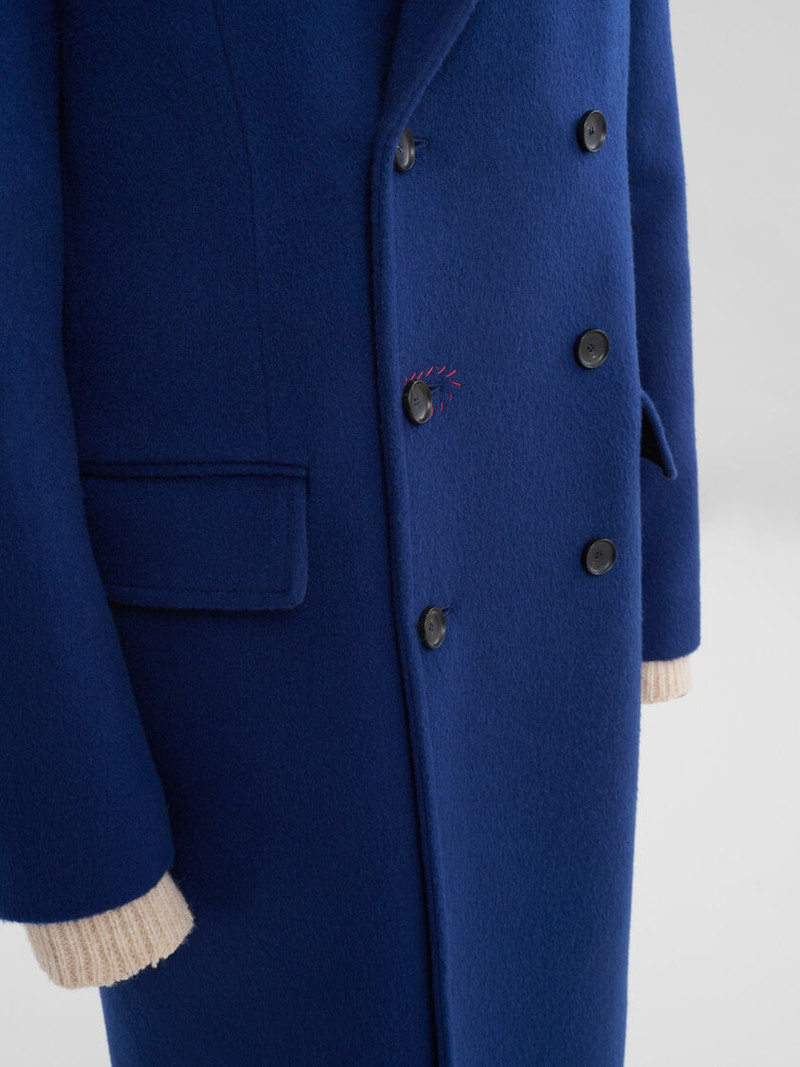BLUE FELT DOUBLE-BREASTED COAT WITH MARNI MENDING 4