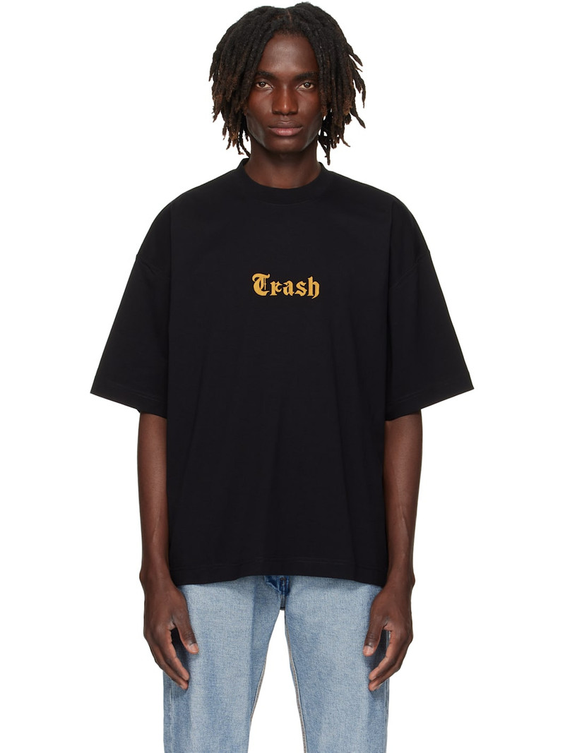 Black 'Trash' Embroidered T-shirt 1