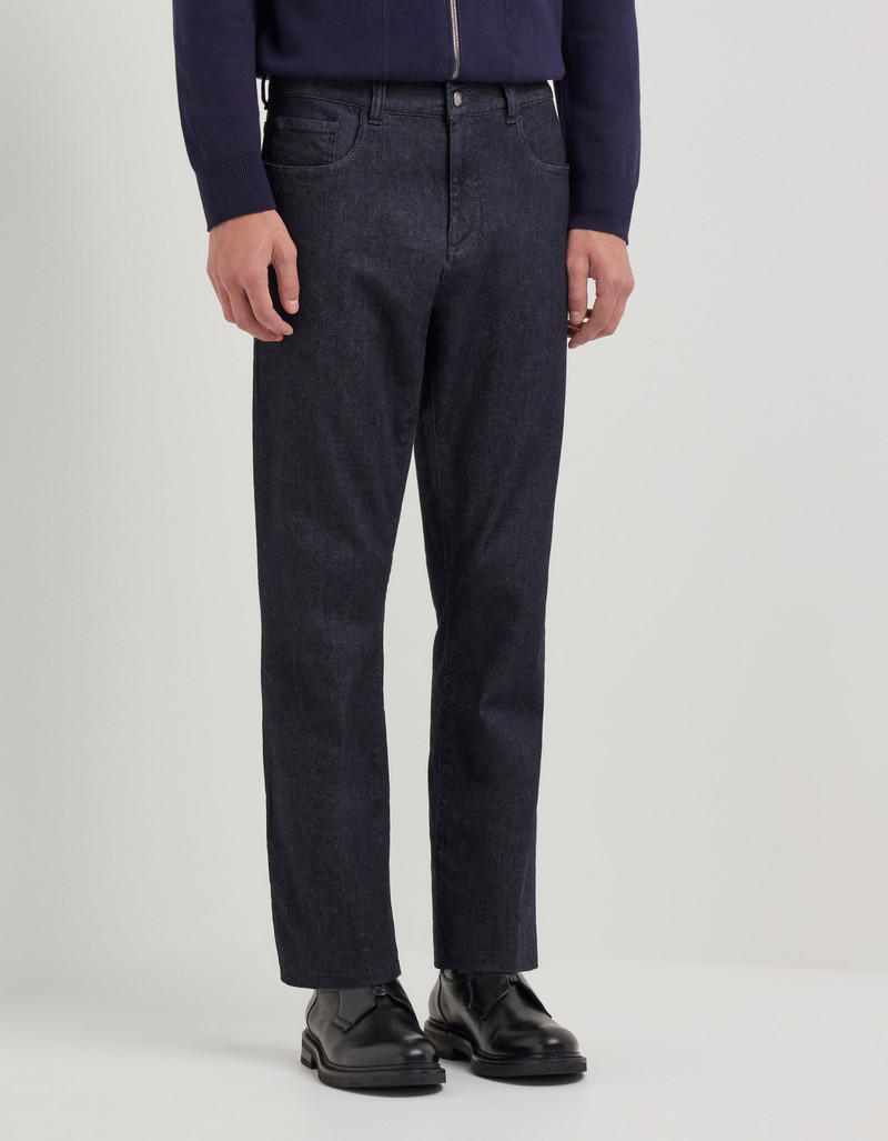 REGULAR FIT BLUE DRAWSTRING PANTS IN PURE LINEN 113