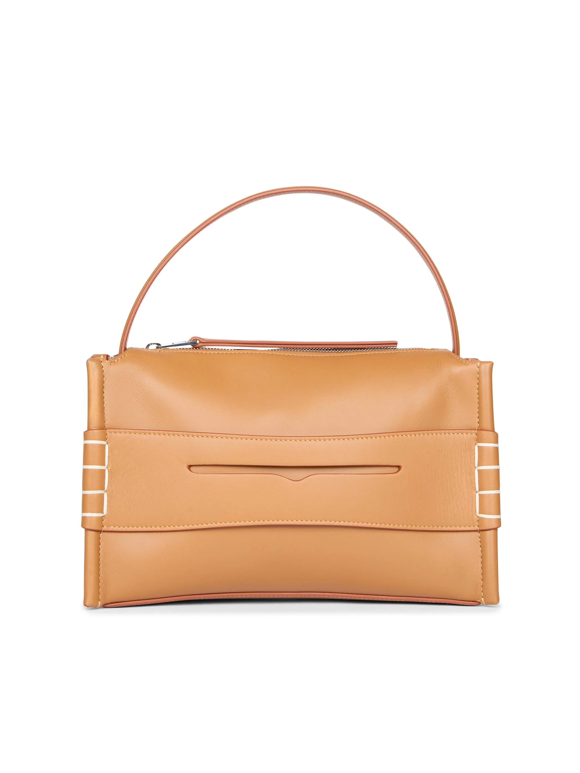Women's Loafer Leather Top Handle Bag - Tan - 1