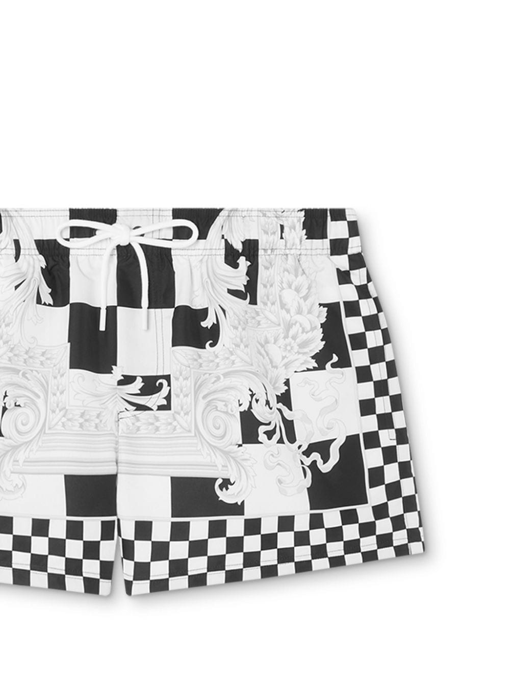 Barocco-motif checkerboard-print swim shorts - 2