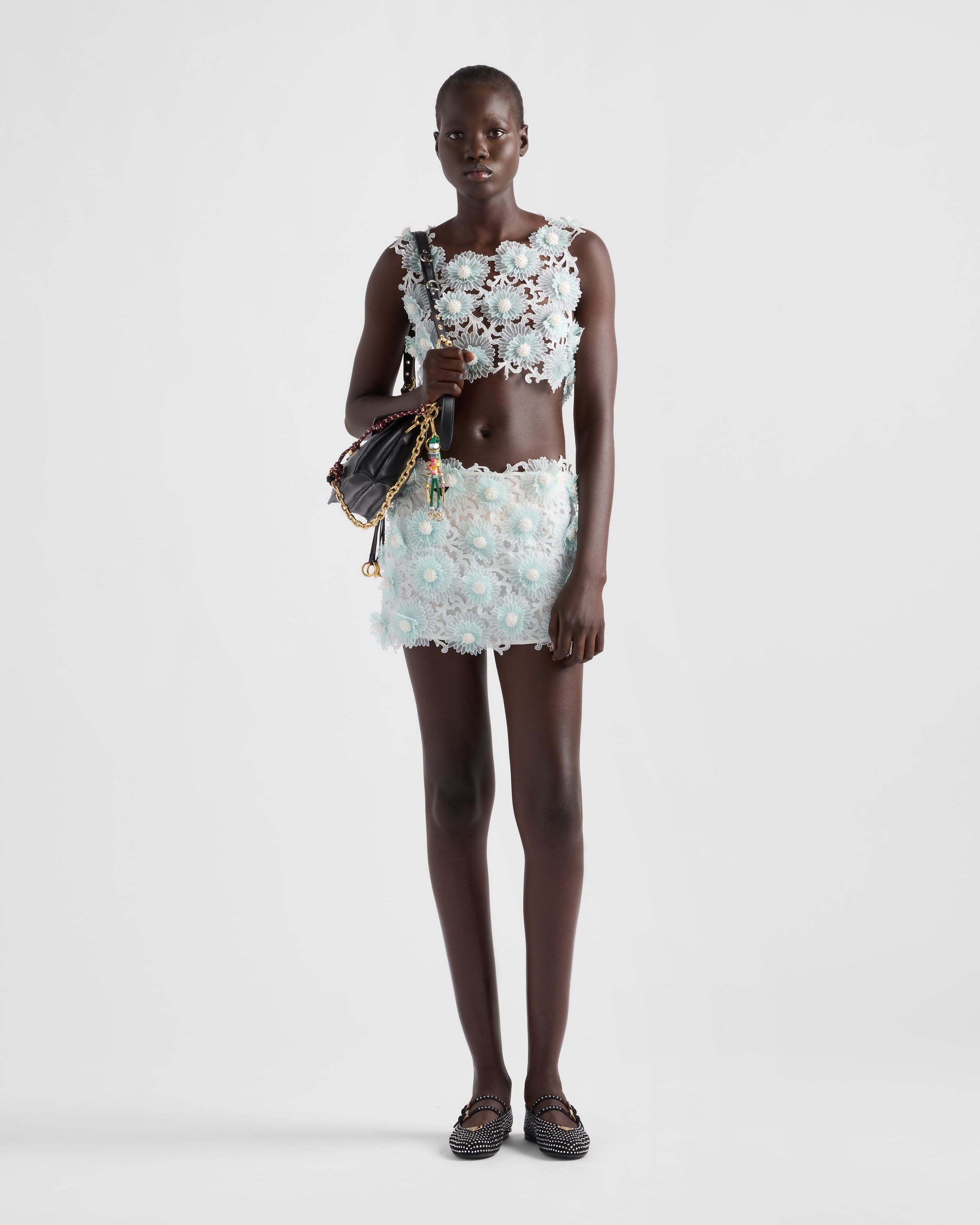 Floral guipure lace miniskirt - 2