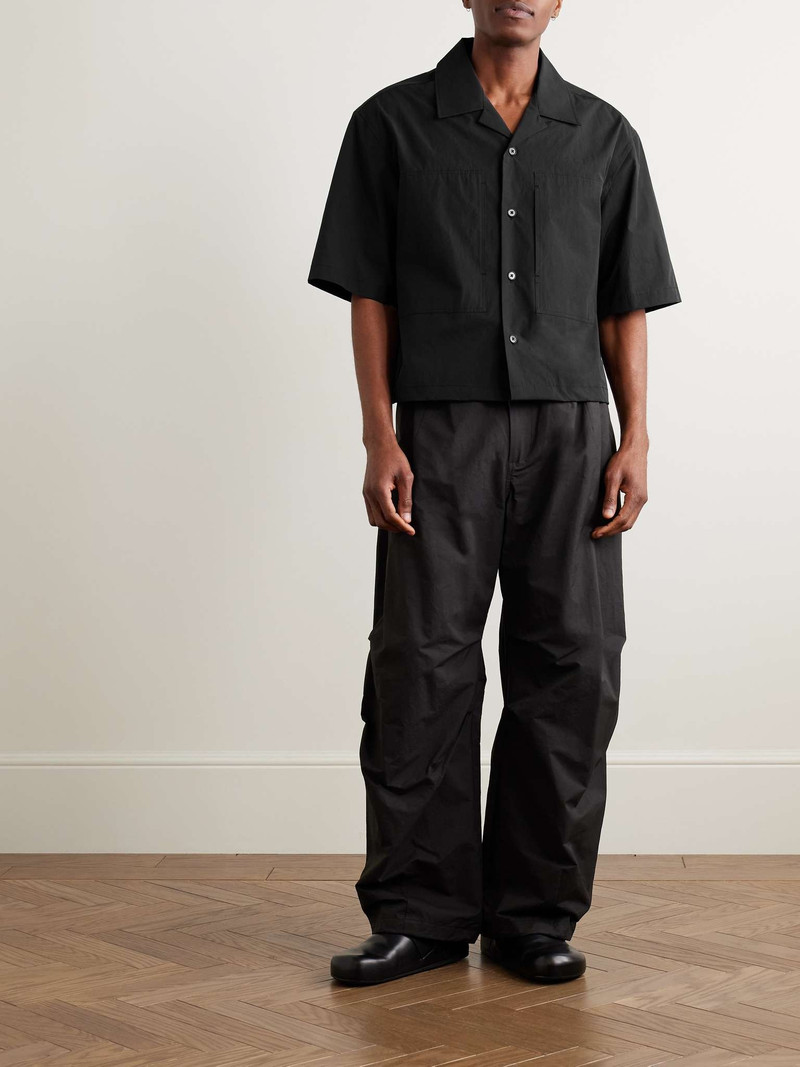AMOMENTO Cropped Convertible-Collar Poplin Shirt outlook