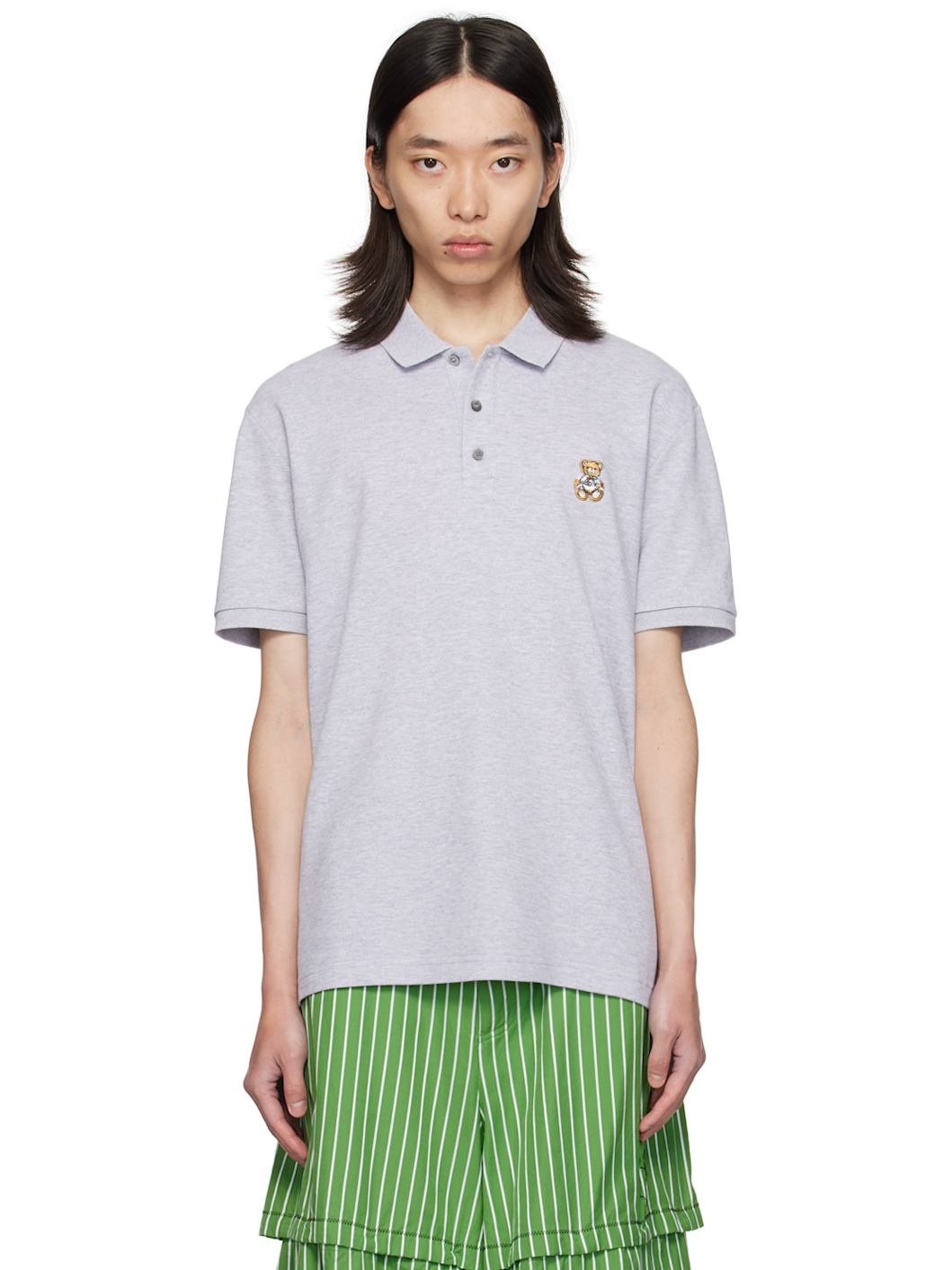 Gray Teddy Patch Polo - 1