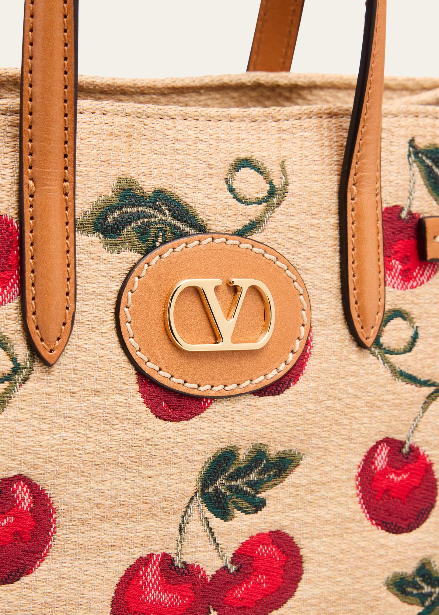 Antibes Small Raffia Cherry Jacquard Tote Bag - 5