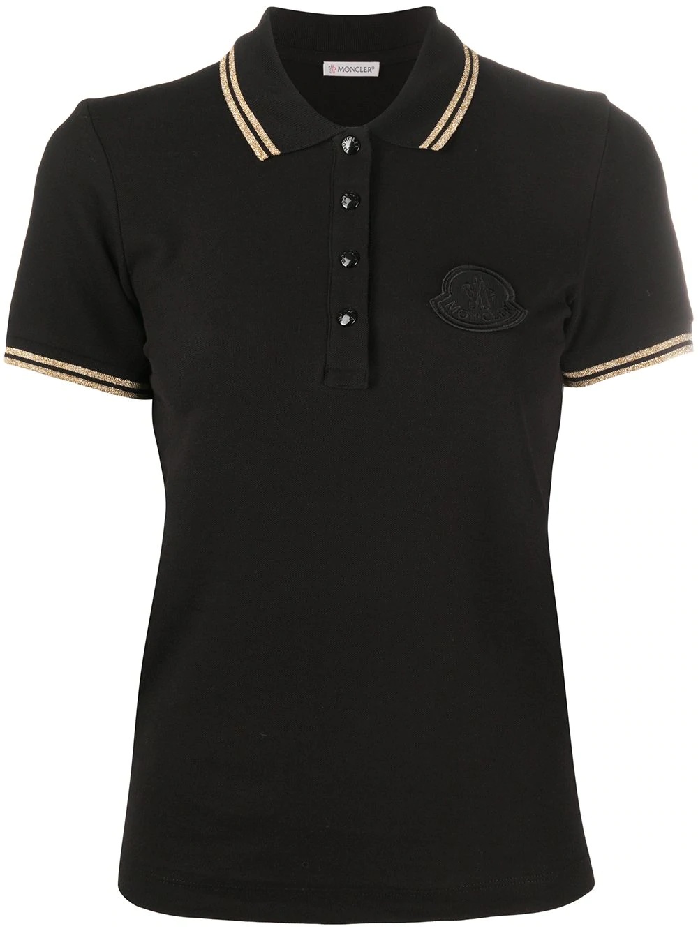 metallic-stripe trim polo shirt - 1