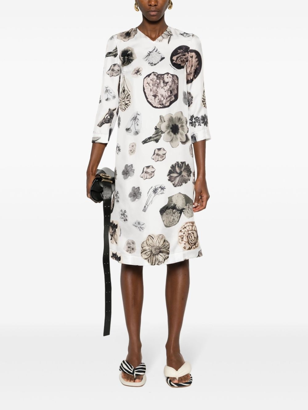 floral collage-print silk dress - 2