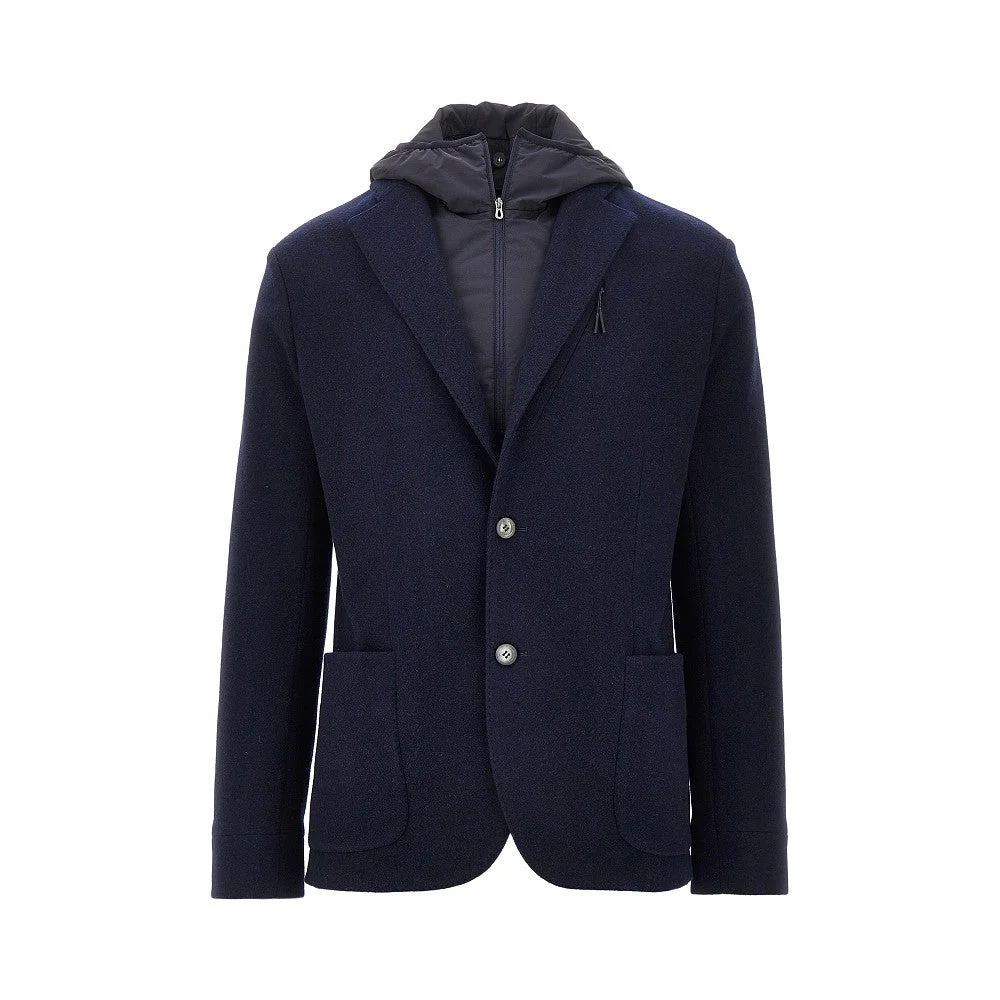WOOL BLAZER JACKET WITH DETACHABLE HOOD - 1