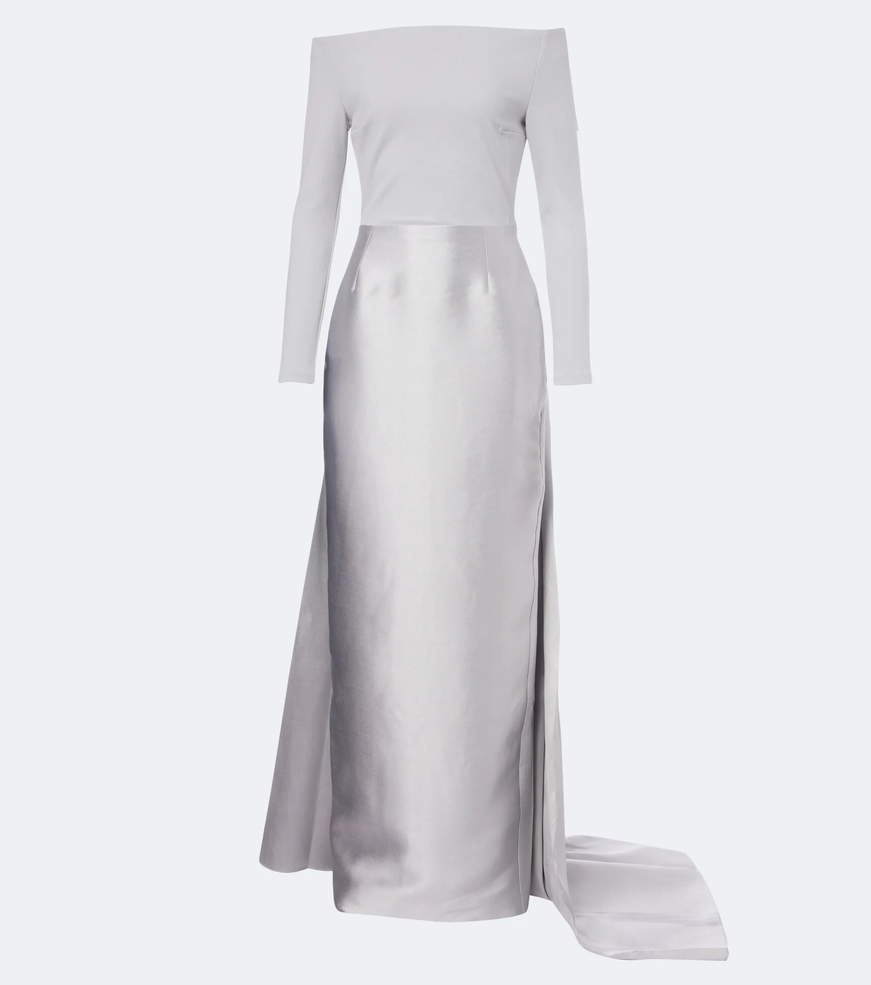 Winslow off-shoulder satin and crêpe gown - 1