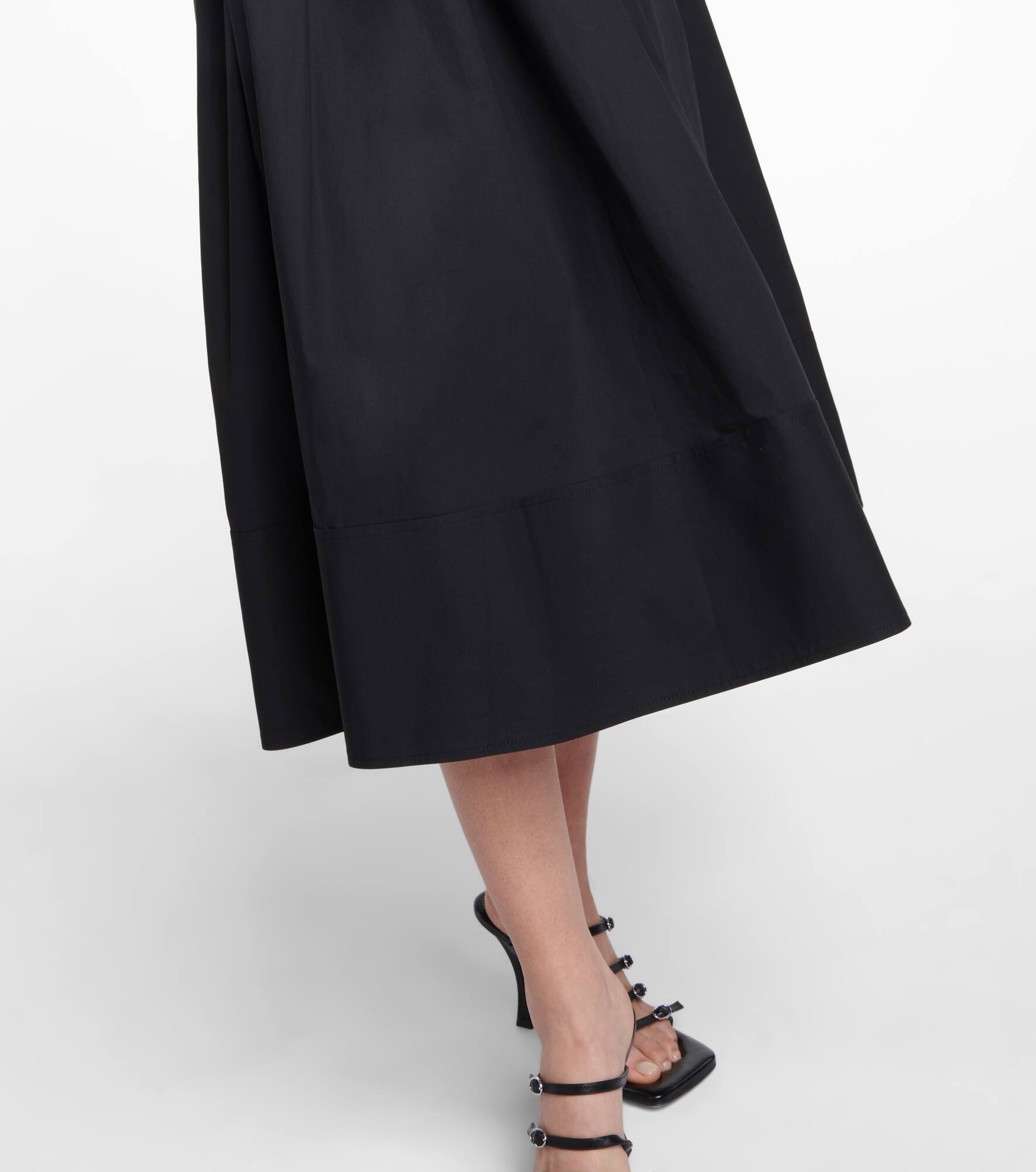 Pleated cotton-blend poplin midi dress - 5