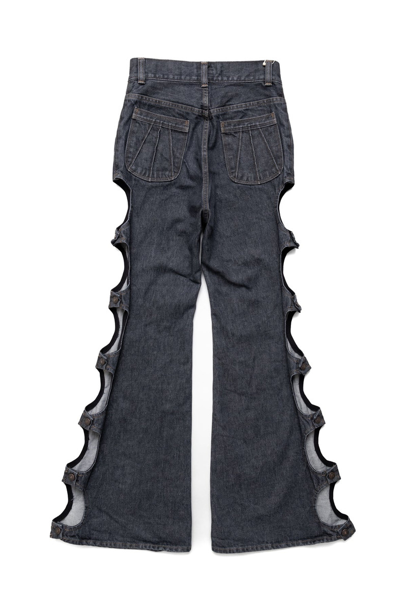 14oz Black Denim FREE WHEEL Flare Pants 2