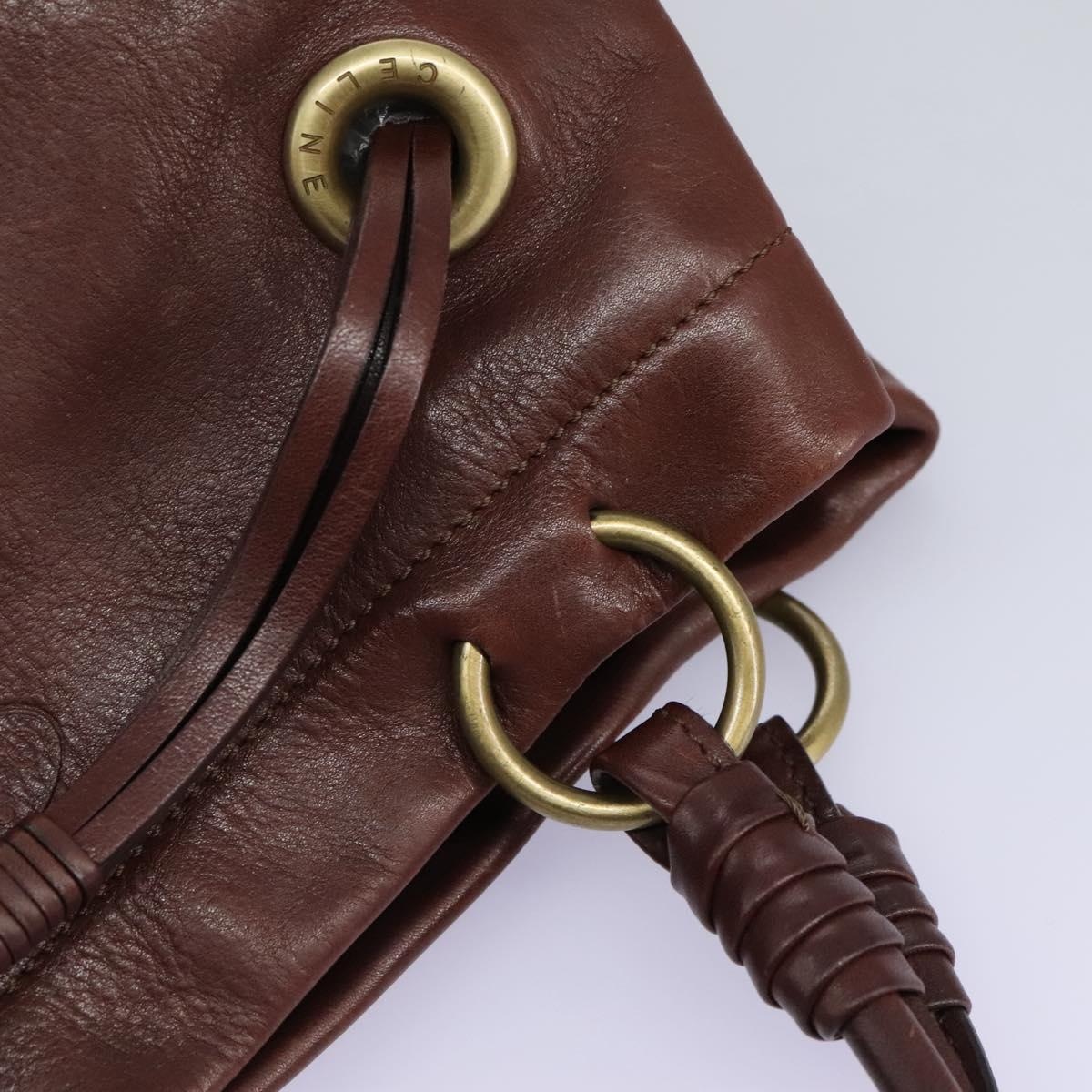 CELINE Hand Bag Leather Brown Gold - 14