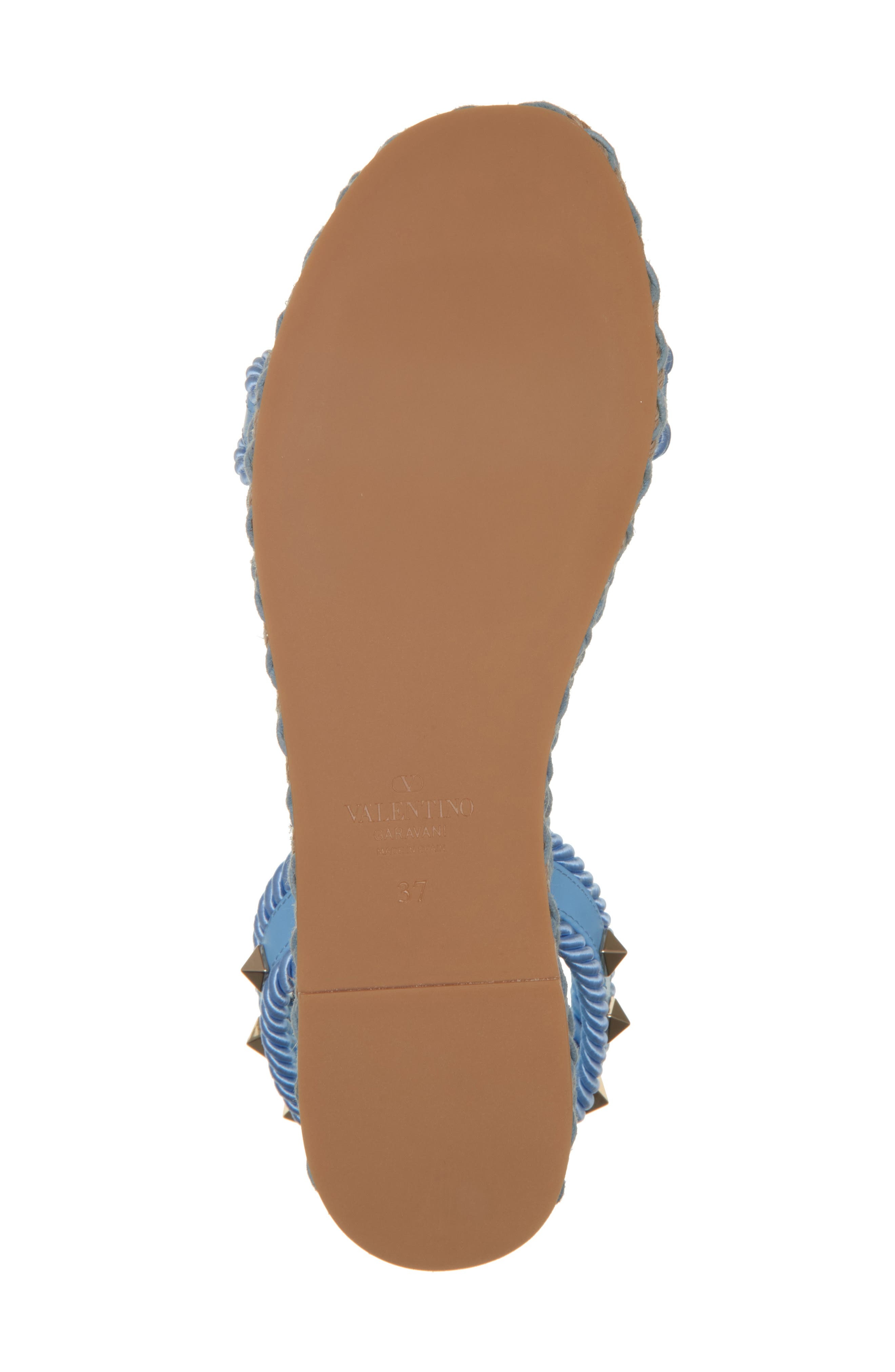 Valentino Garavani Rockstud Espadrille Wedge Sandal in Light Blue/Navy at Nordstrom - 6