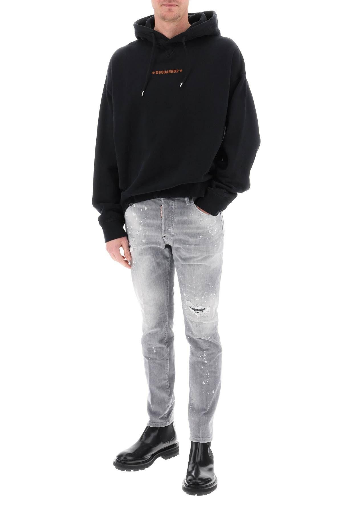 DSQUARED2 GREY SPOTTED WASH SKATER JEANS | REVERSIBLE