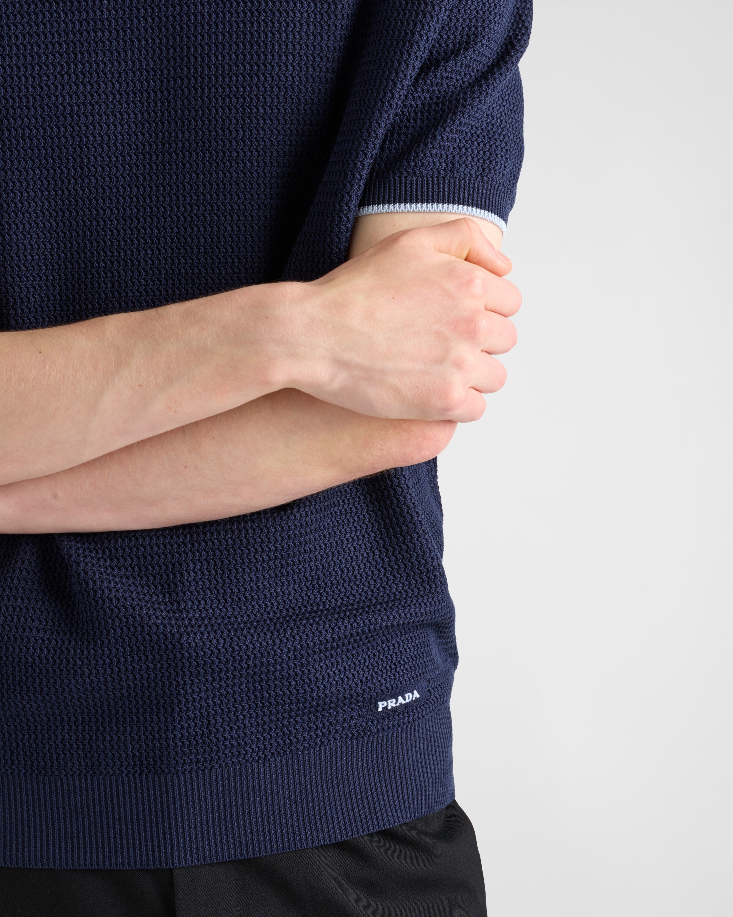 Short-sleeved silk and cotton sweater - 3