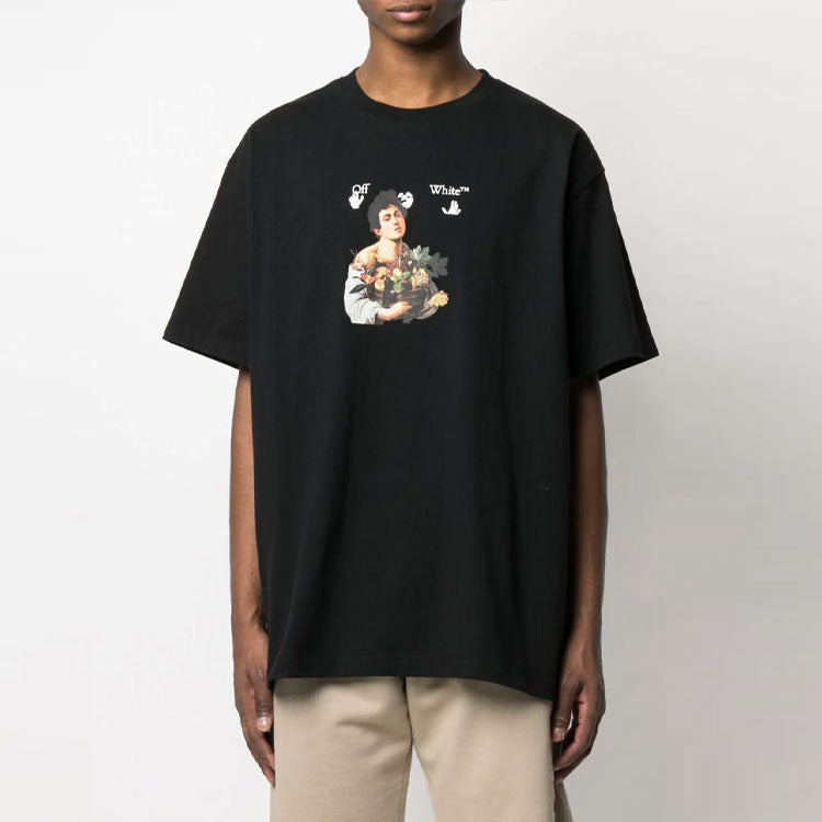 Off-White SS21 Cartoon Printing Short Sleeve Loose Fit Black OMAA038S21JER0061001 - 2