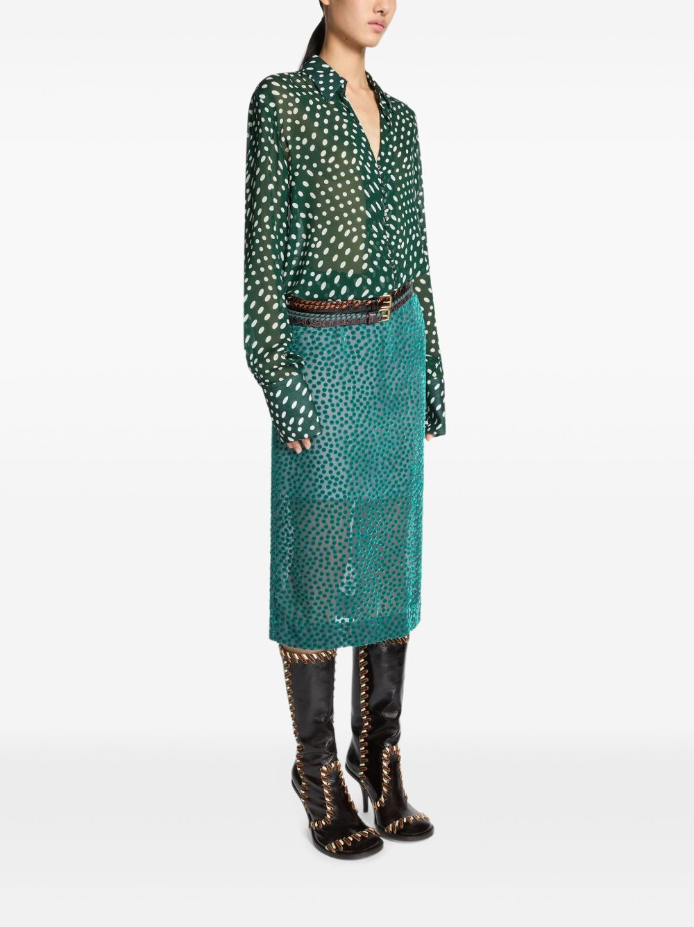 Devoré spot-pattern skirt - 3