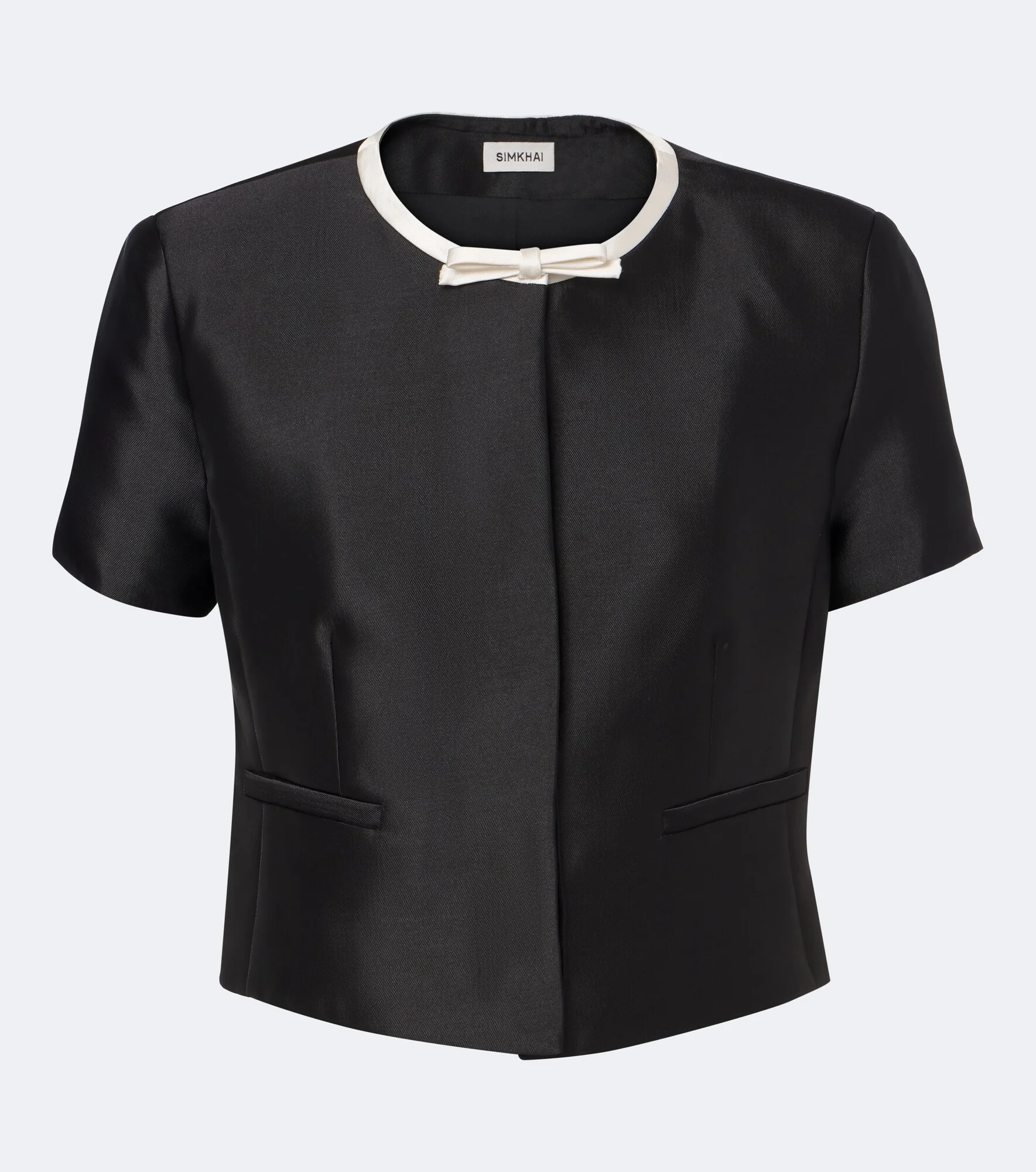 Naelle bow-detail cropped satin top - 1