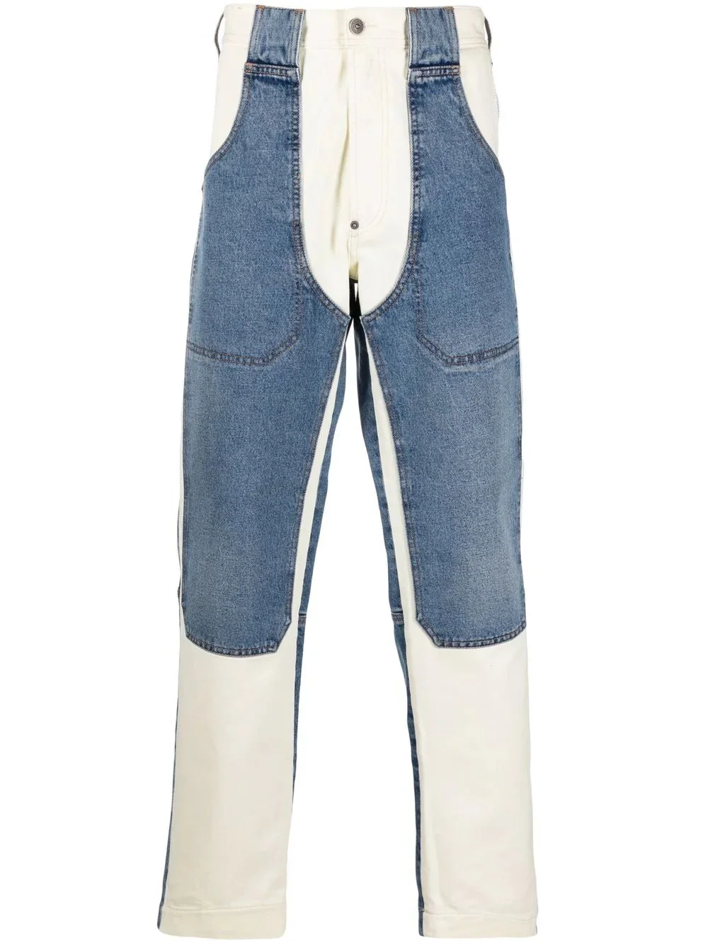panelled straight-leg jeans - 1