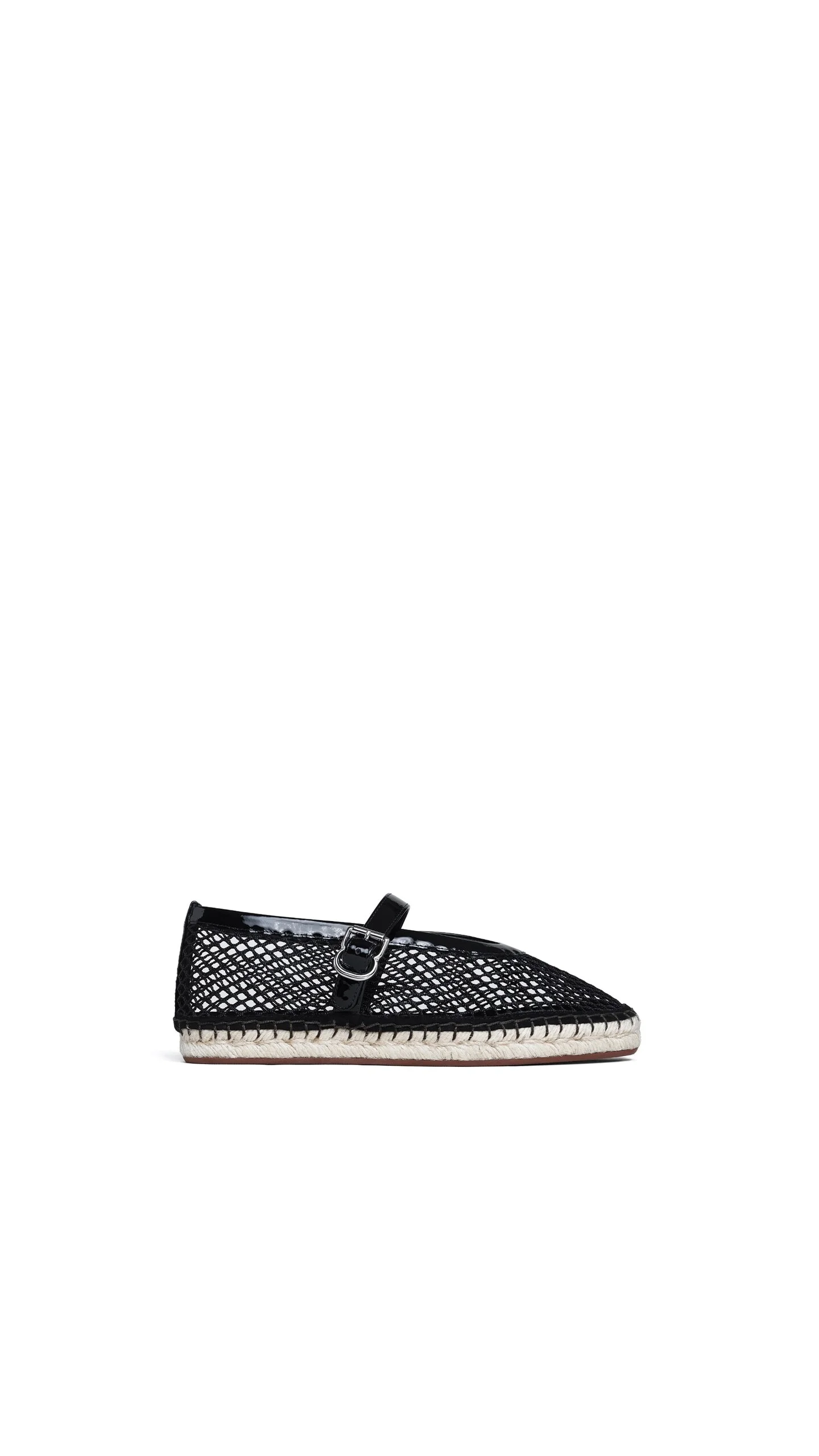 ESPADRILLES IN FISHNET AND PATENT LEATHER - 1