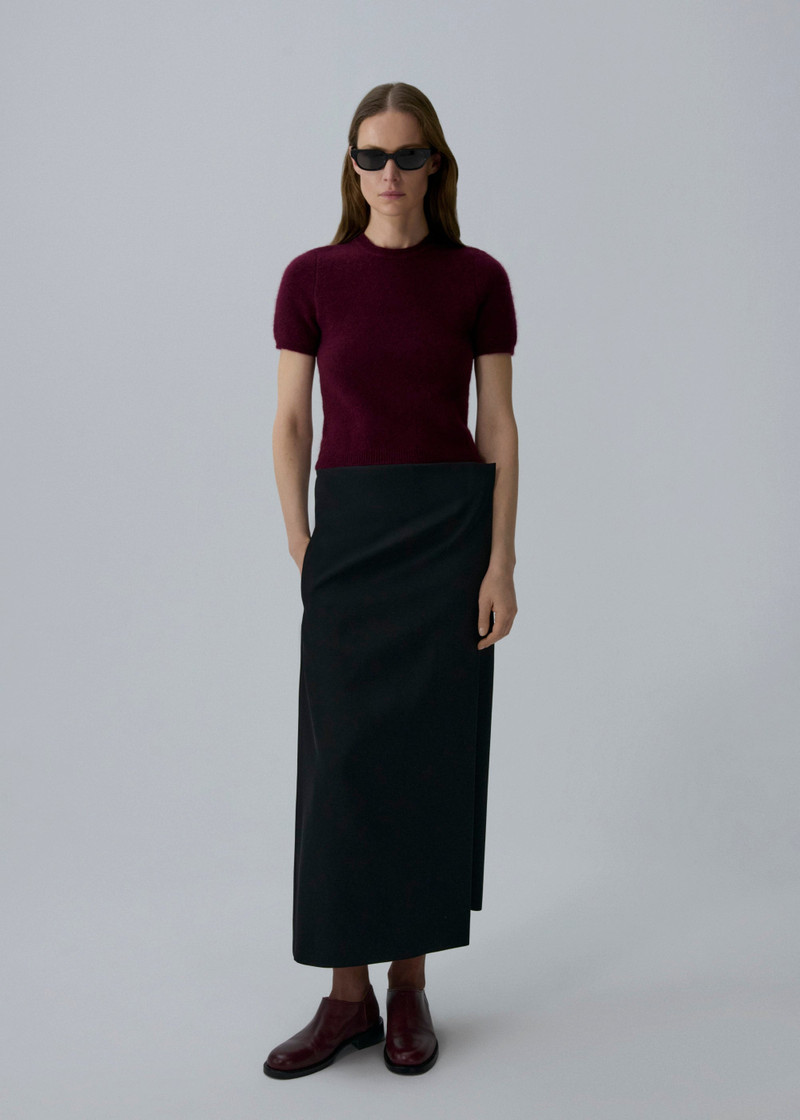 MAGDA BUTRYM Short-sleeve mohair knit top in burgundy outlook