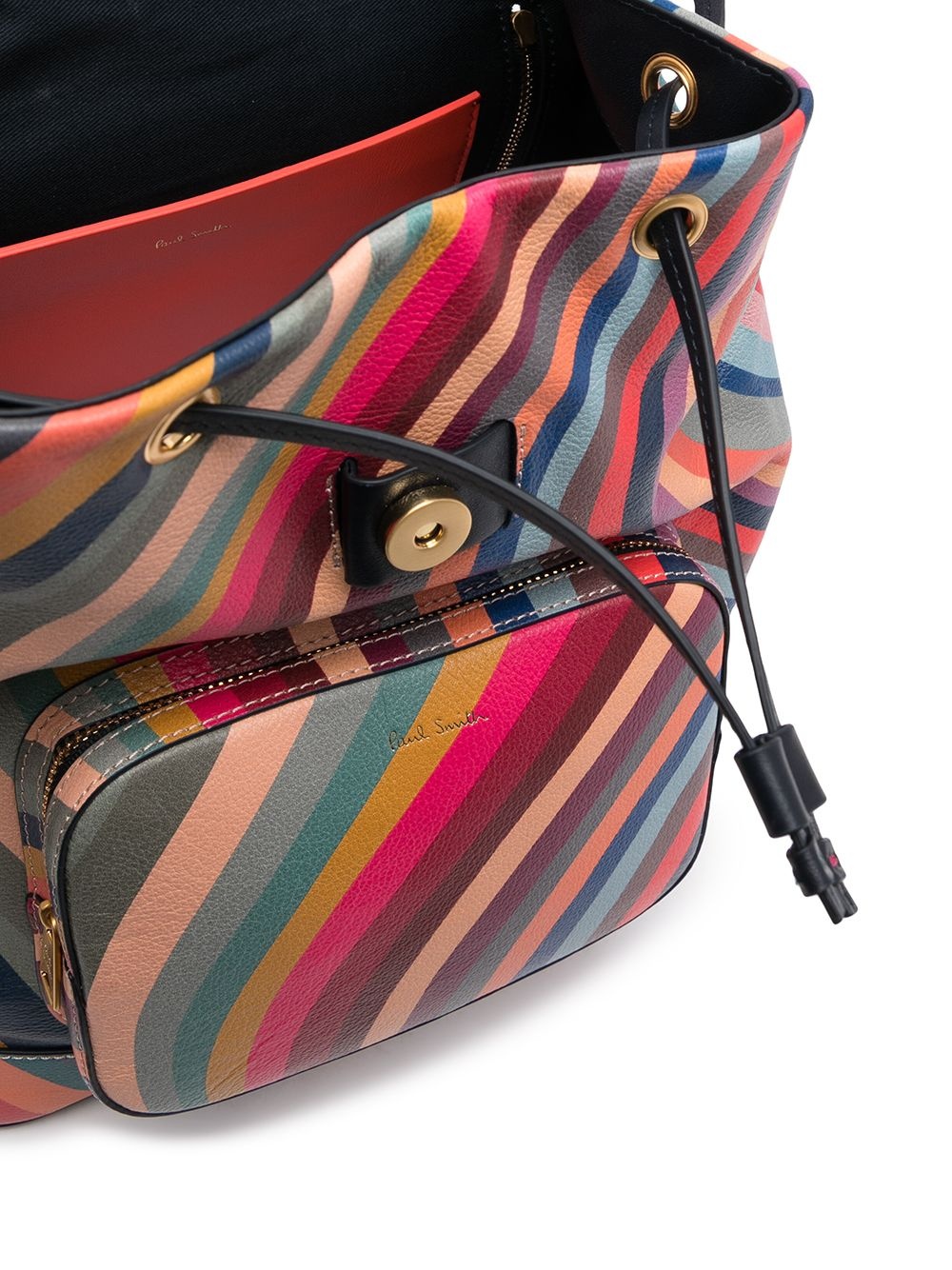 striped leather backpack - 5