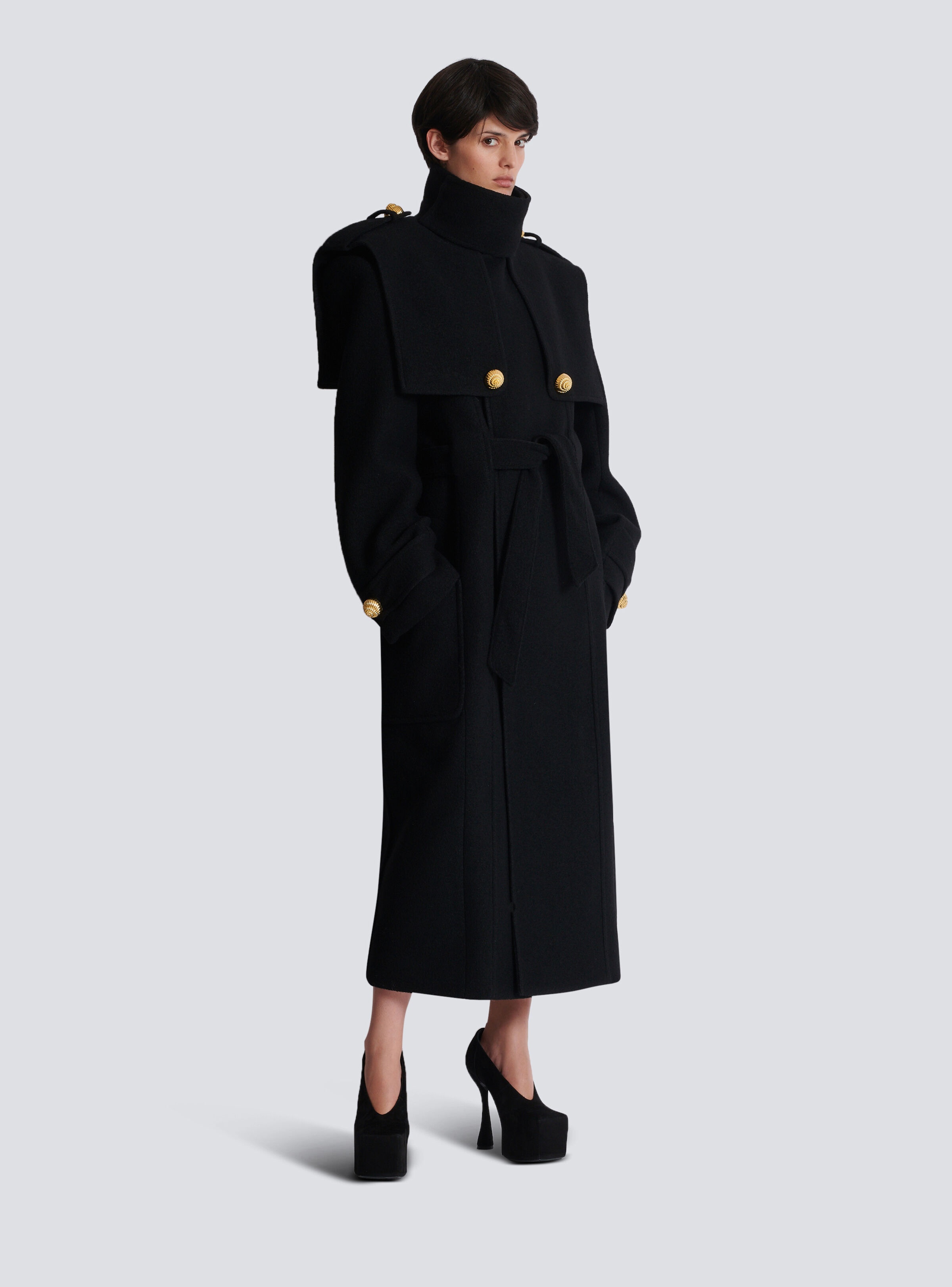 Wool button-down trench coat - 2