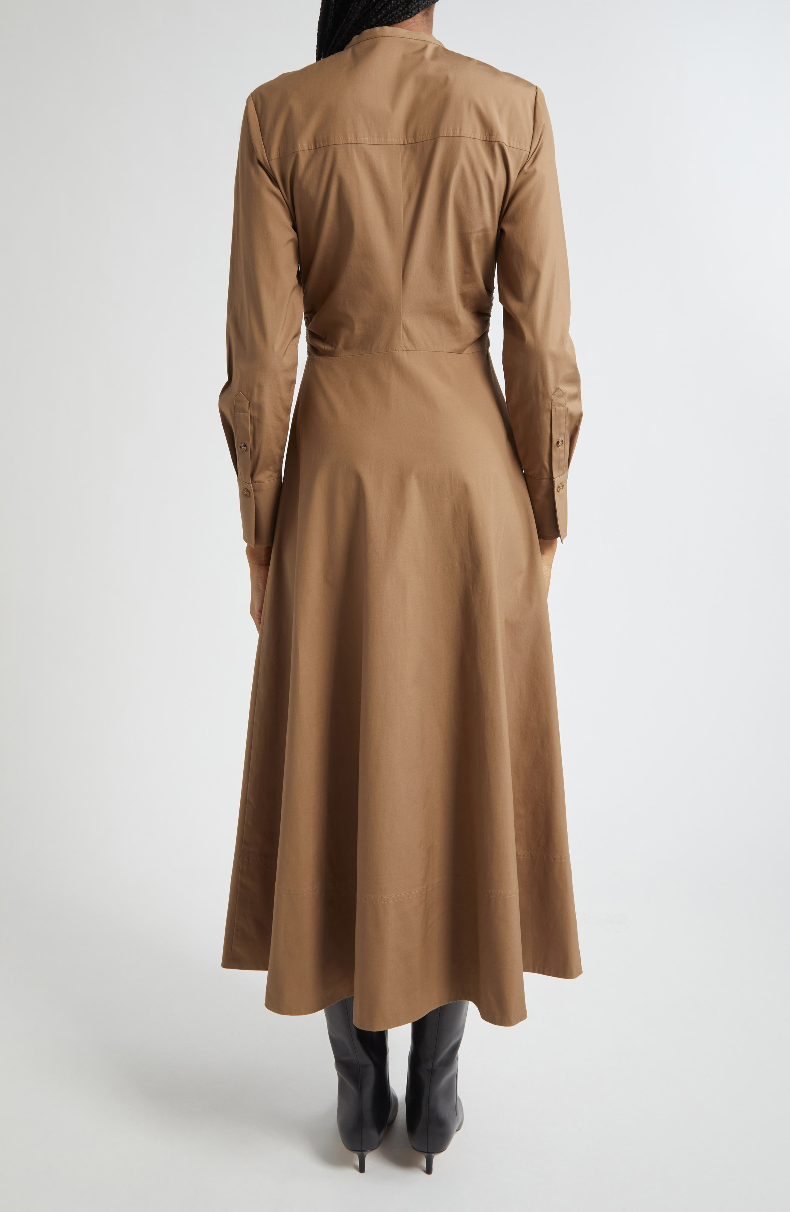 Veronica Beard Honora Long Sleeve Stretch Cotton Shirtdress in Lichen at Nordstrom - 2