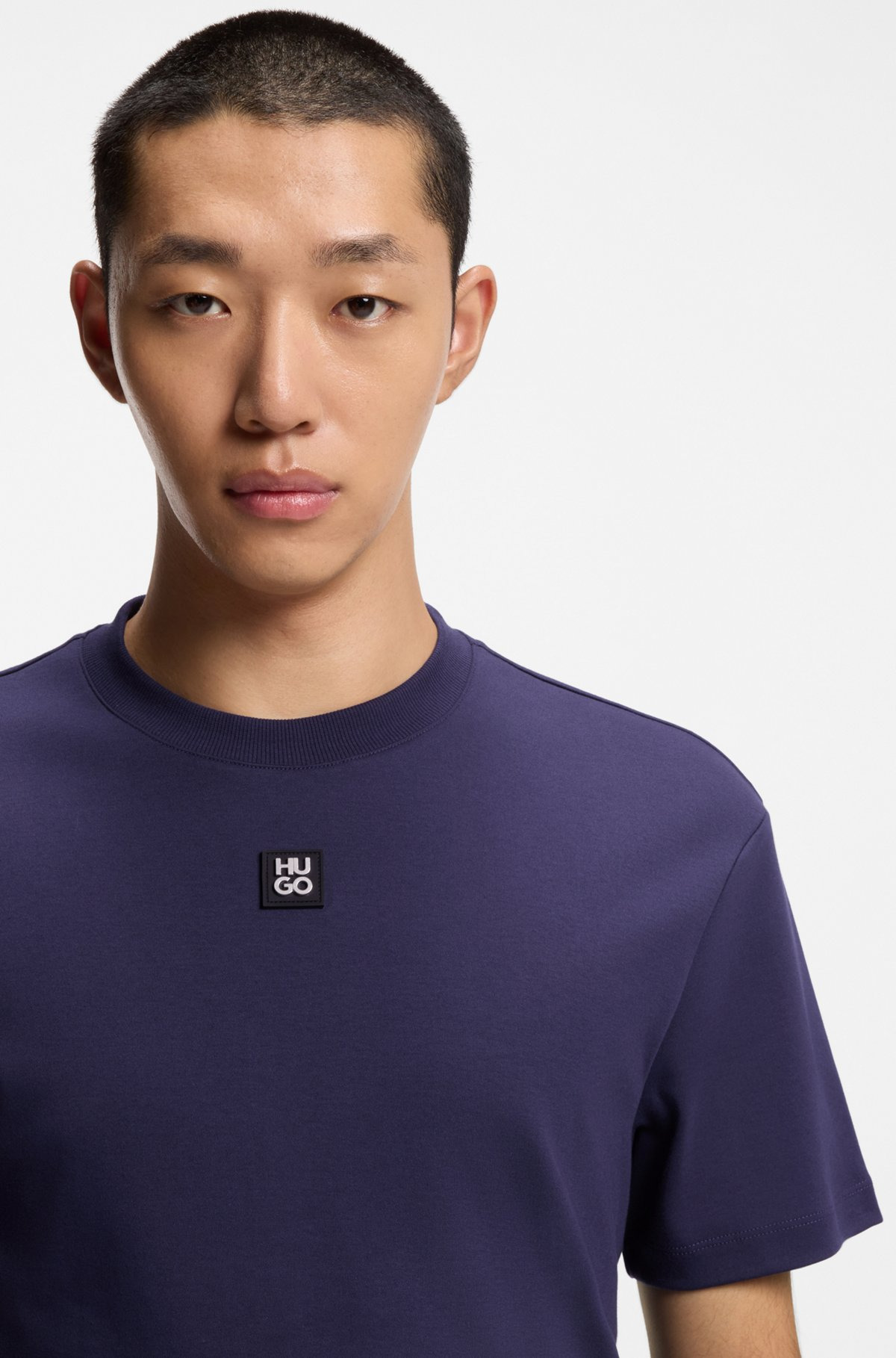 INTERLOCK-COTTON REGULAR-FIT T-SHIRT WITH STACKED LOGO - 3