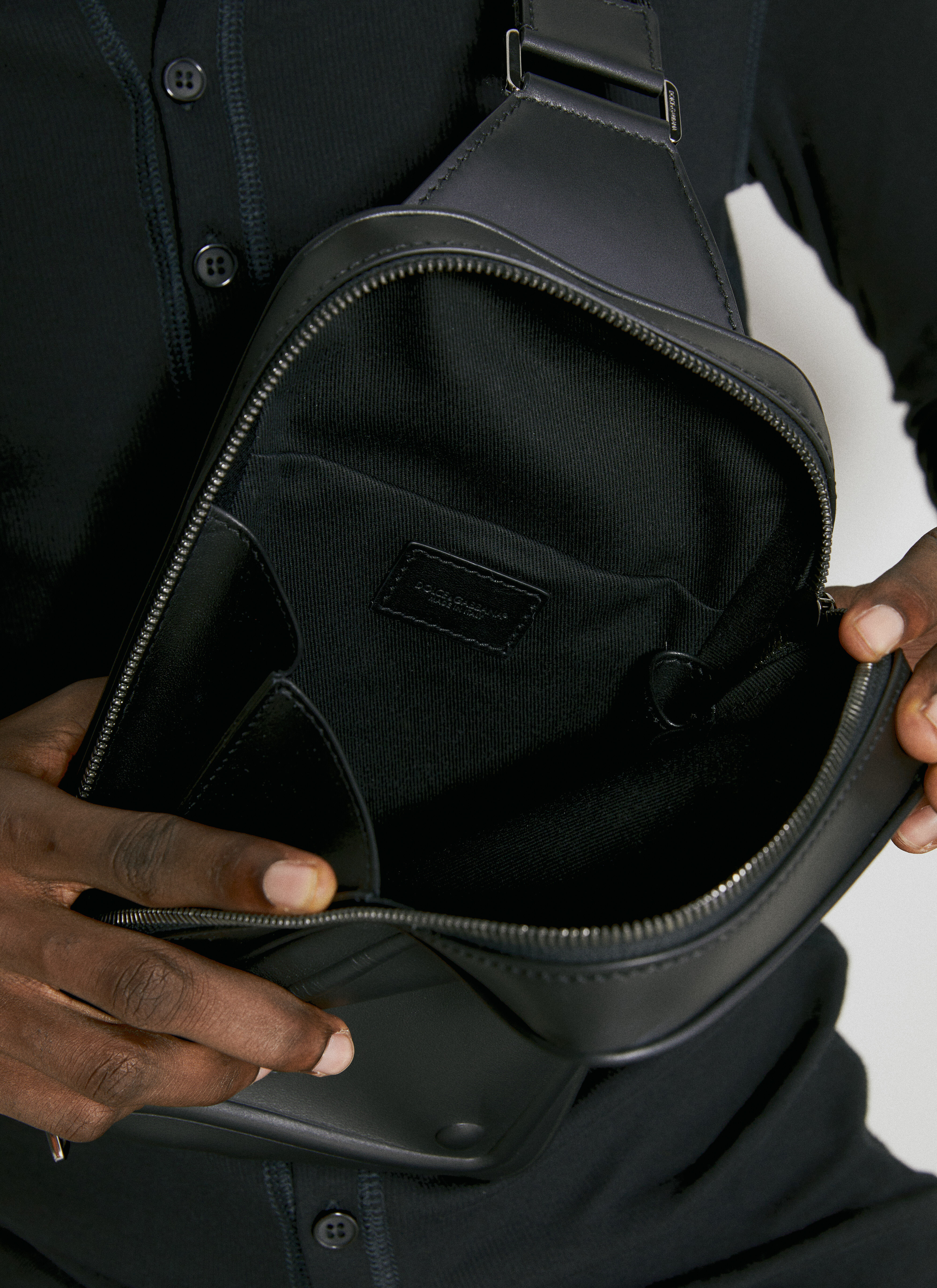 Embossed Logo Leather Crossbody Bag - 6