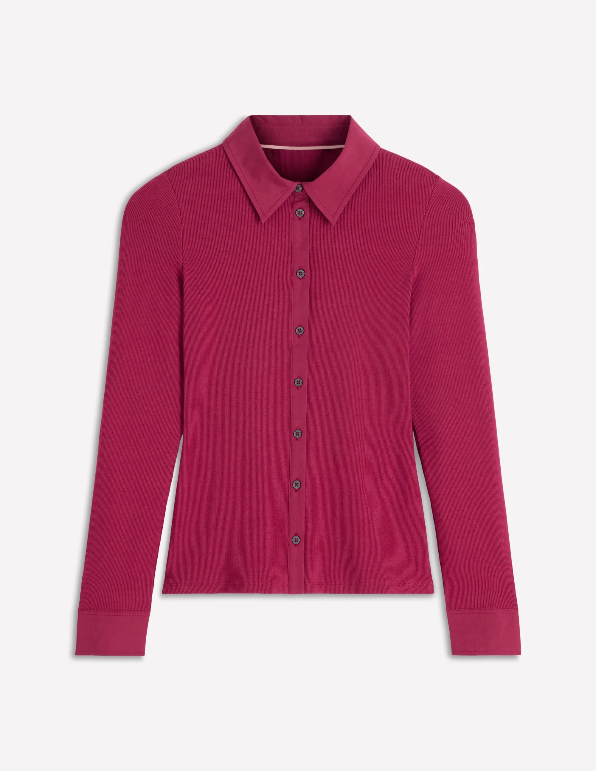 Collared Button Through Top-Ruby Red - 1