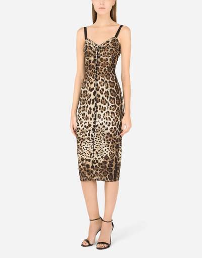 Dolce & Gabbana Marquisette calf-length dress with leopard print outlook