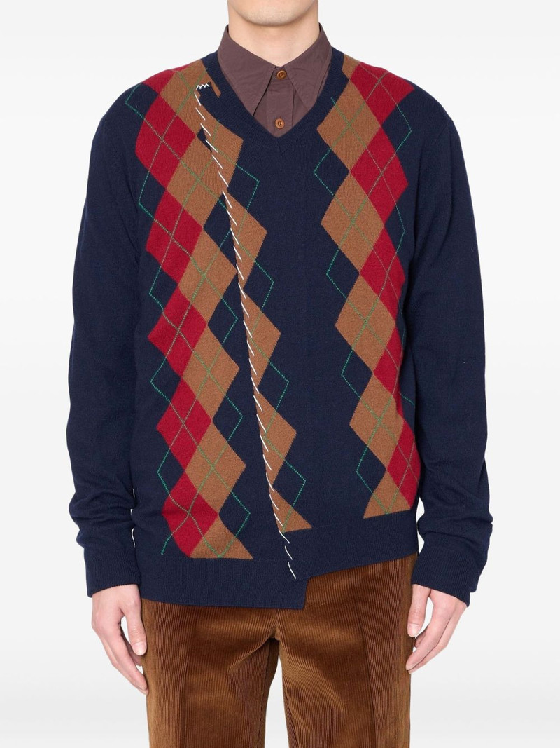 diamond-pattern v-neck sweater 1