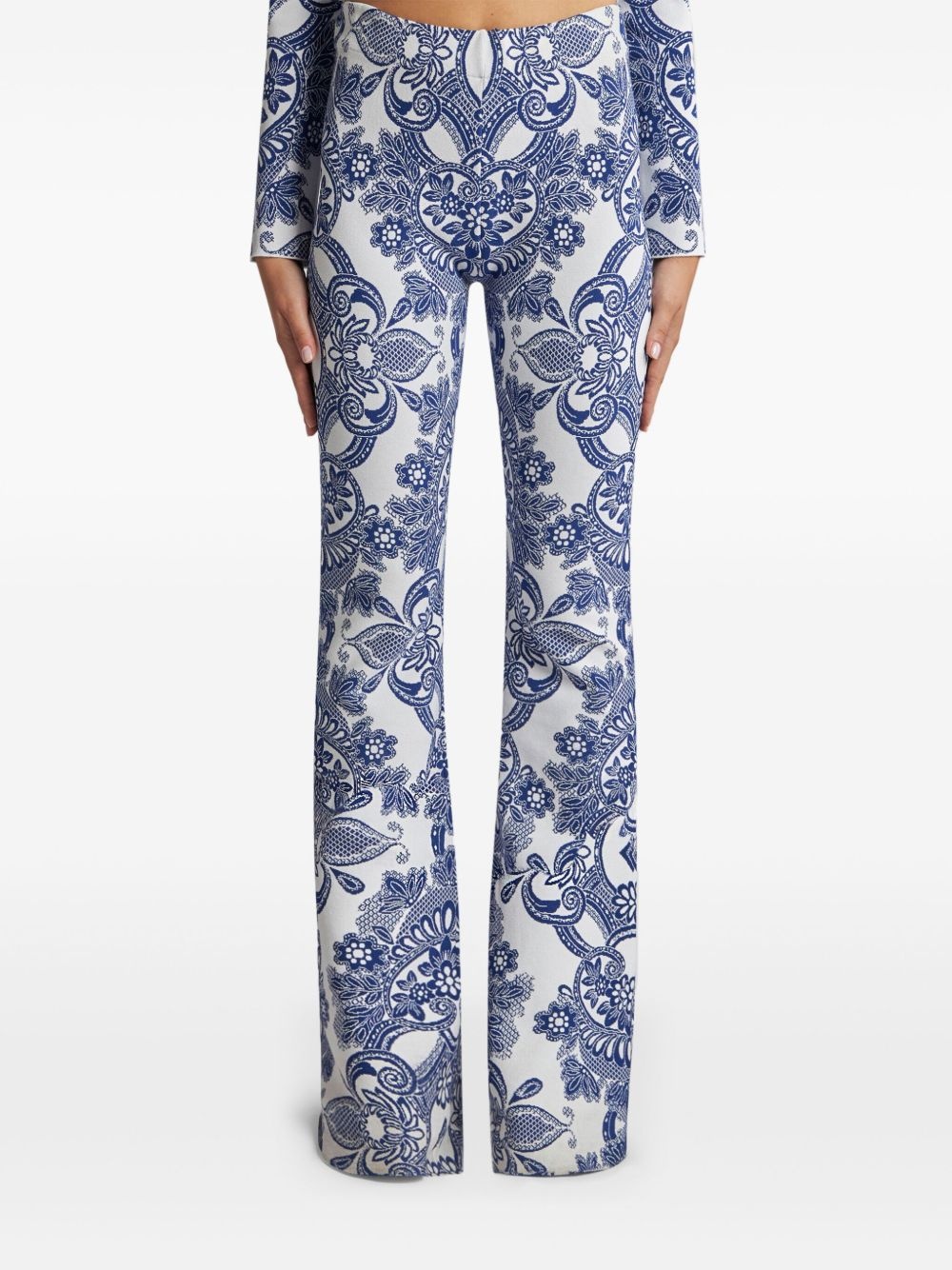 lace-motif knit trousers - 3