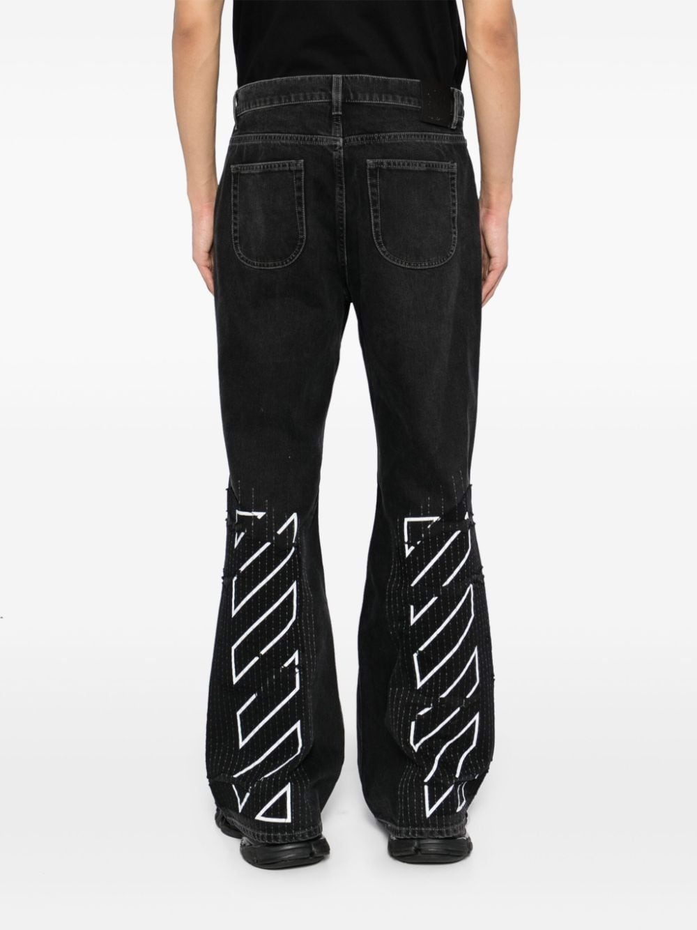patchwork flared jeans - 4