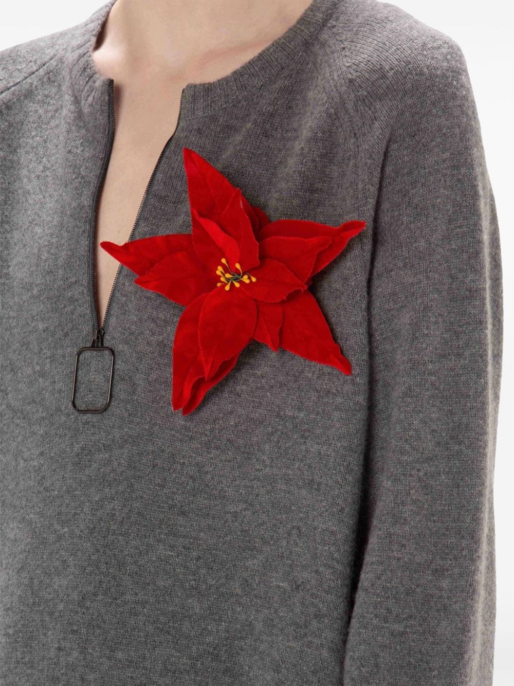 velvet pointsettia brooch - 3
