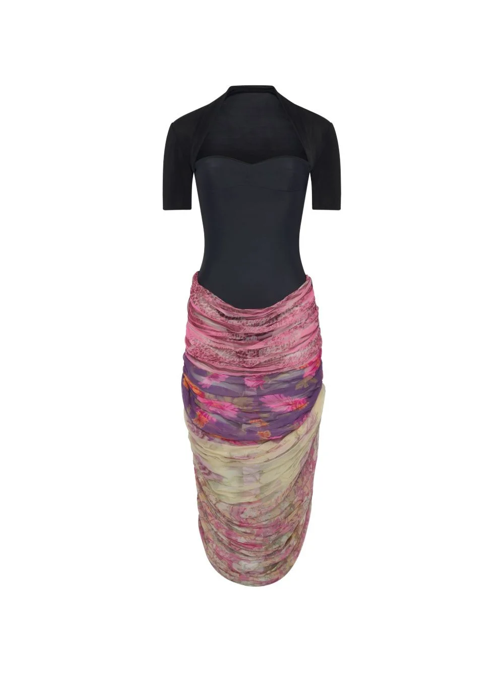 draped floral midi dress - 1