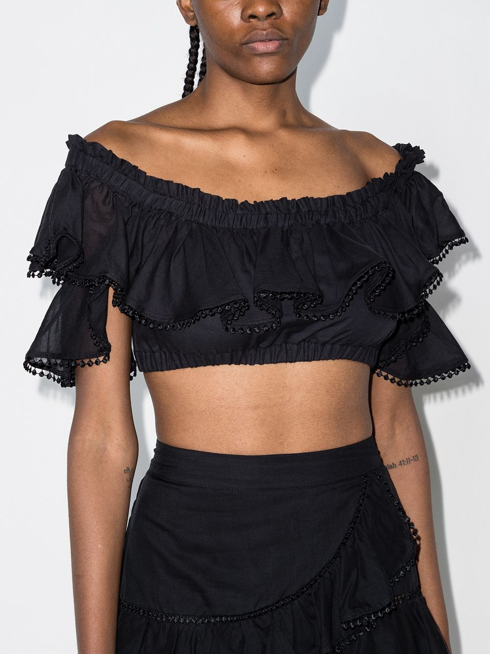 Cata off-shoulder cropped top - 2