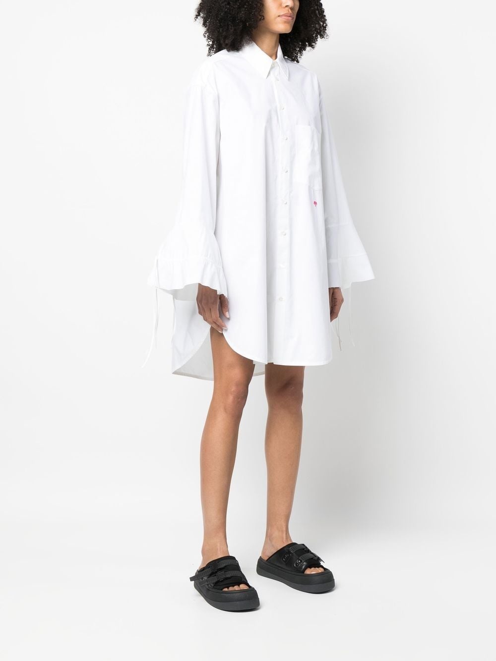 flared-sleeve shirt dress - 3