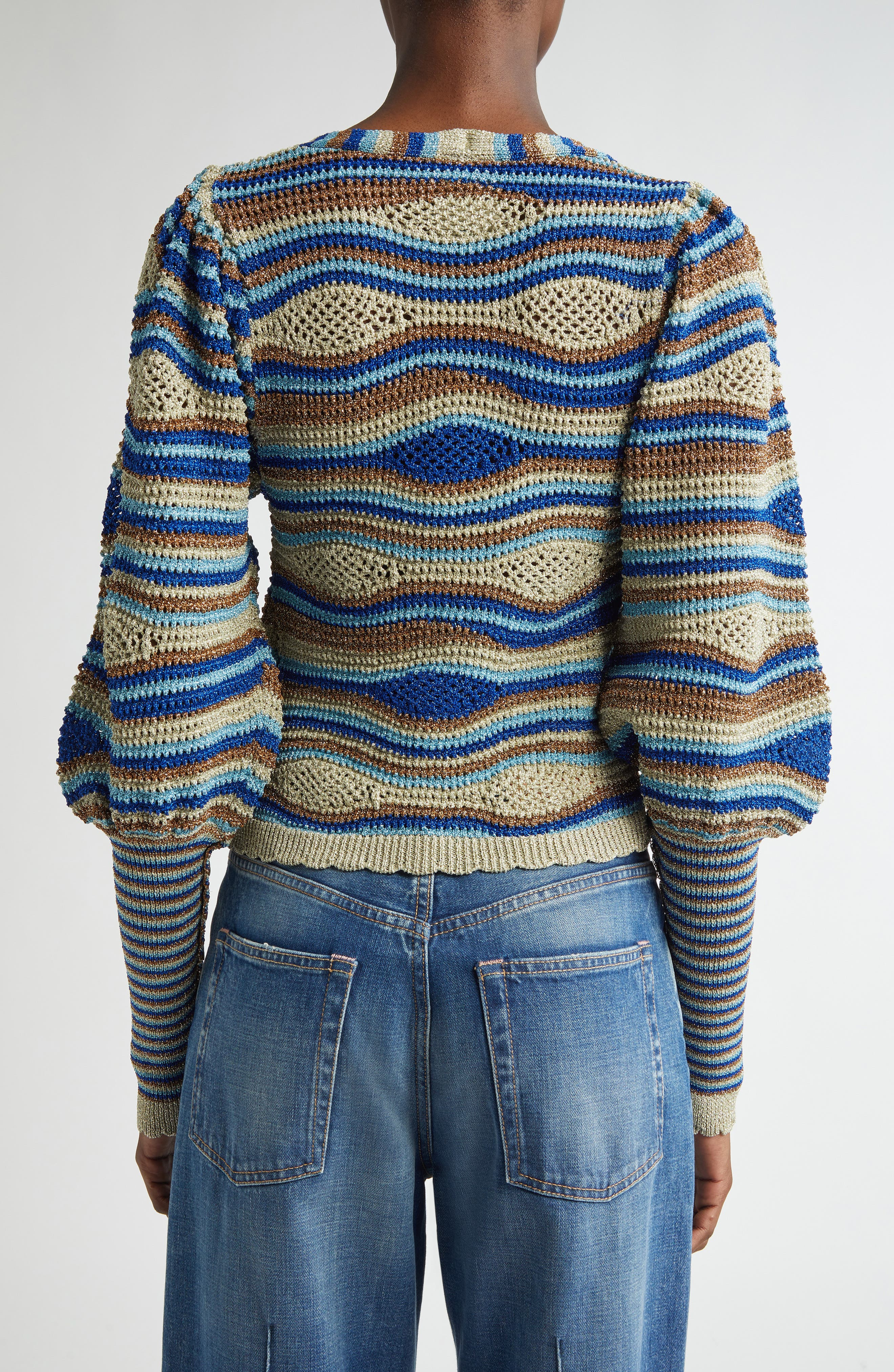 FARM Rio Mixed Waves Striped Cardigan in Multi at Nordstrom - 2