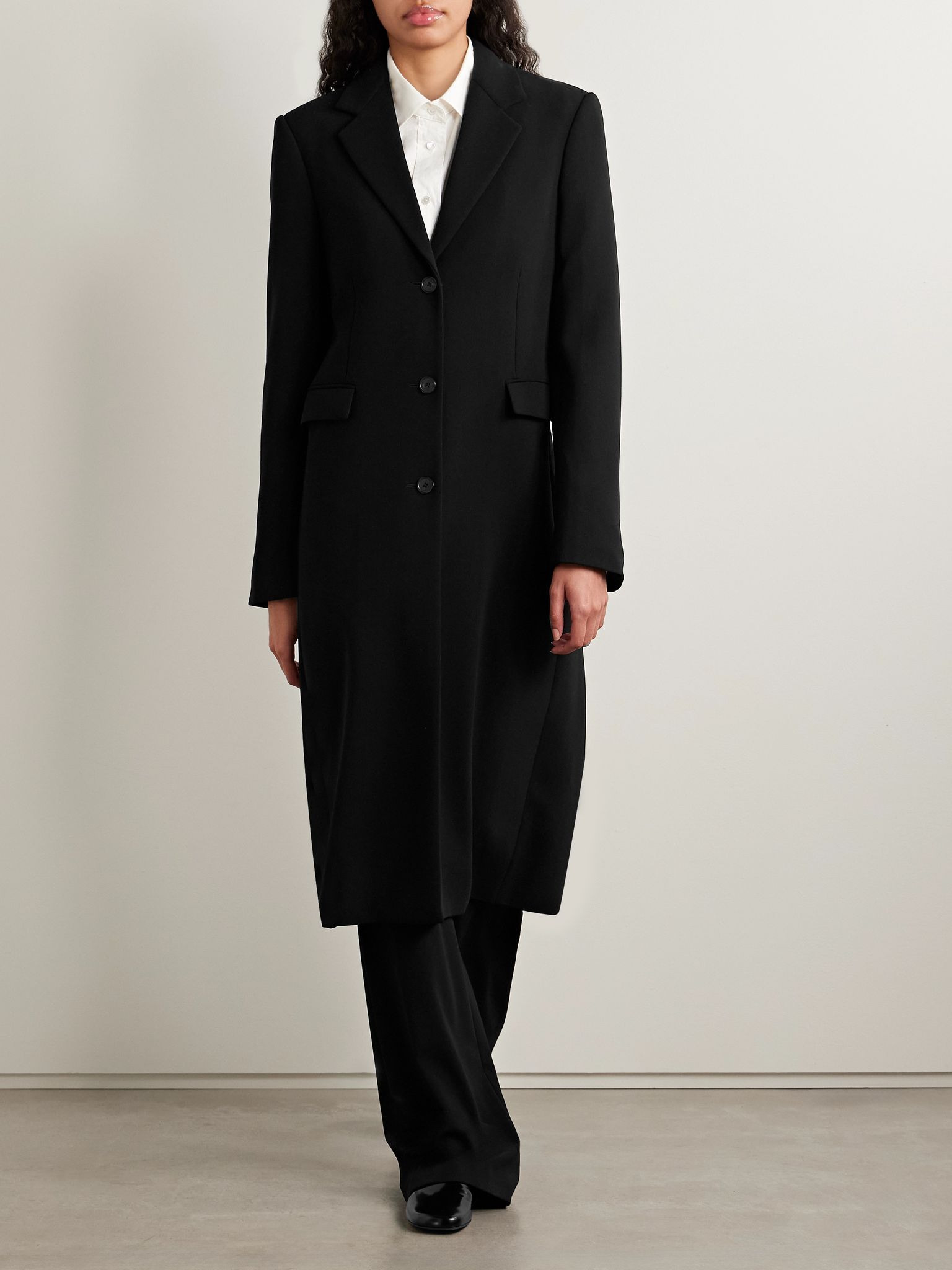 Cerys wool-blend crepe coat Black - 2
